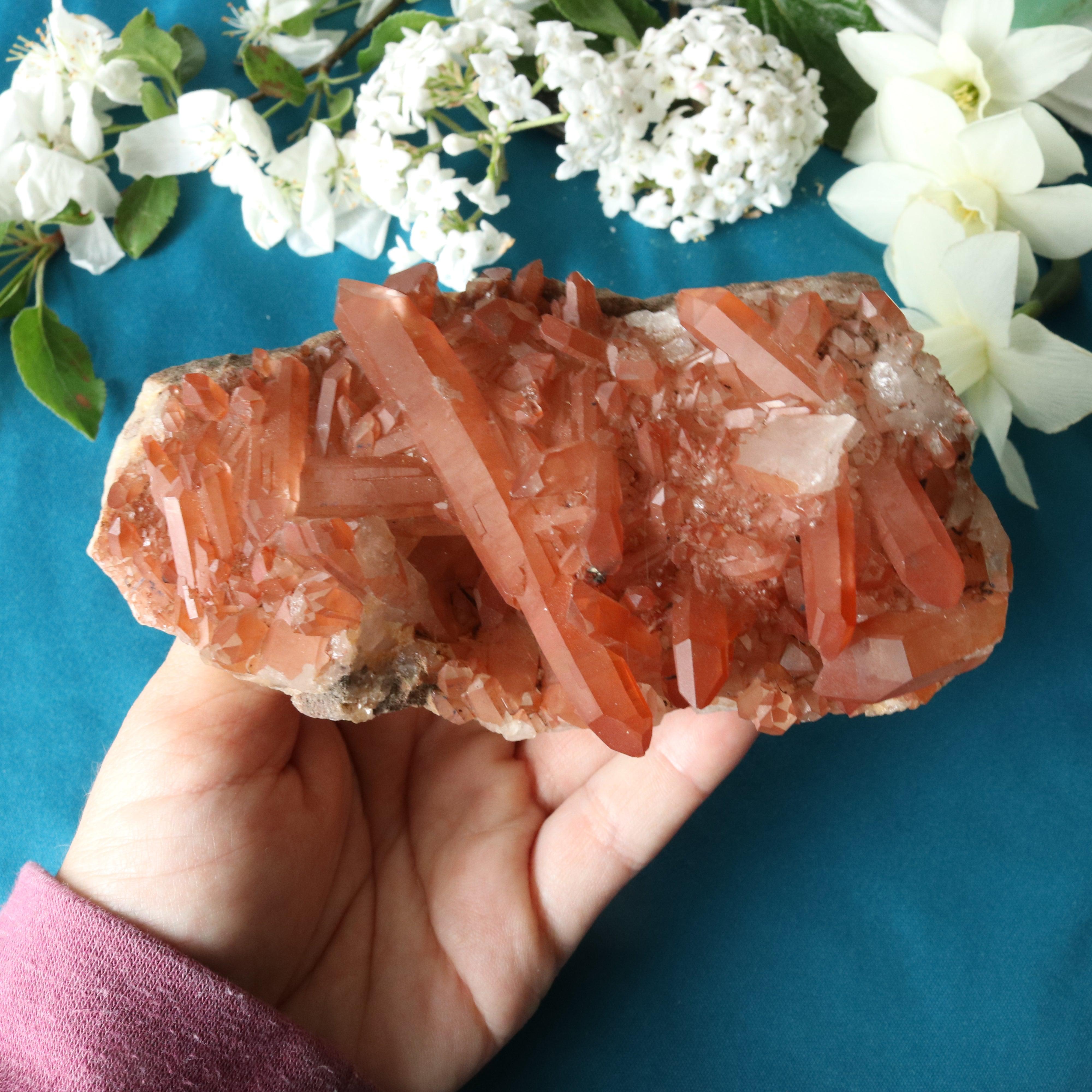 Beautiful Tangerine Quartz Display Cluster ~ Sacral Chakra Activation - Earth Family Crystals