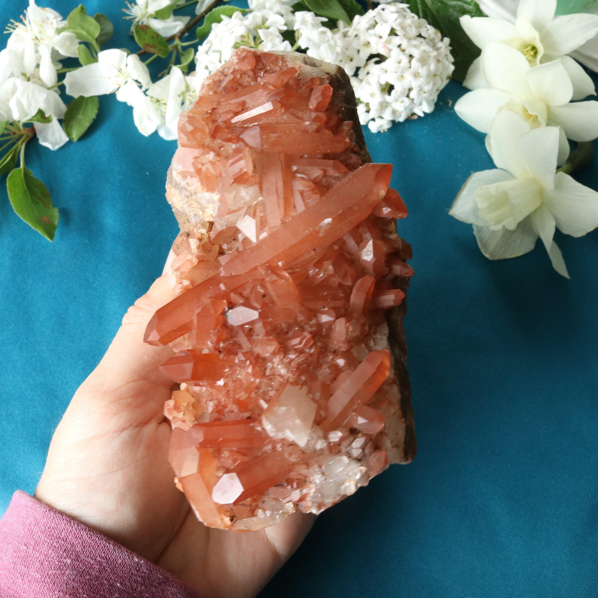 Beautiful Tangerine Quartz Display Cluster ~ Sacral Chakra Activation - Earth Family Crystals