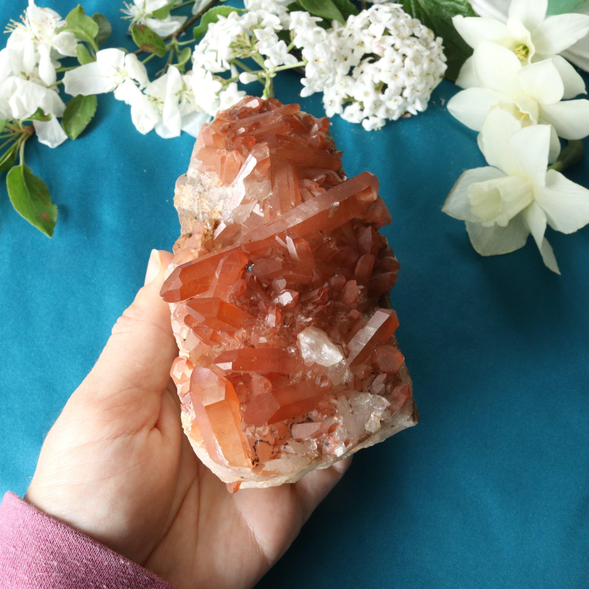 Beautiful Tangerine Quartz Display Cluster ~ Sacral Chakra Activation - Earth Family Crystals