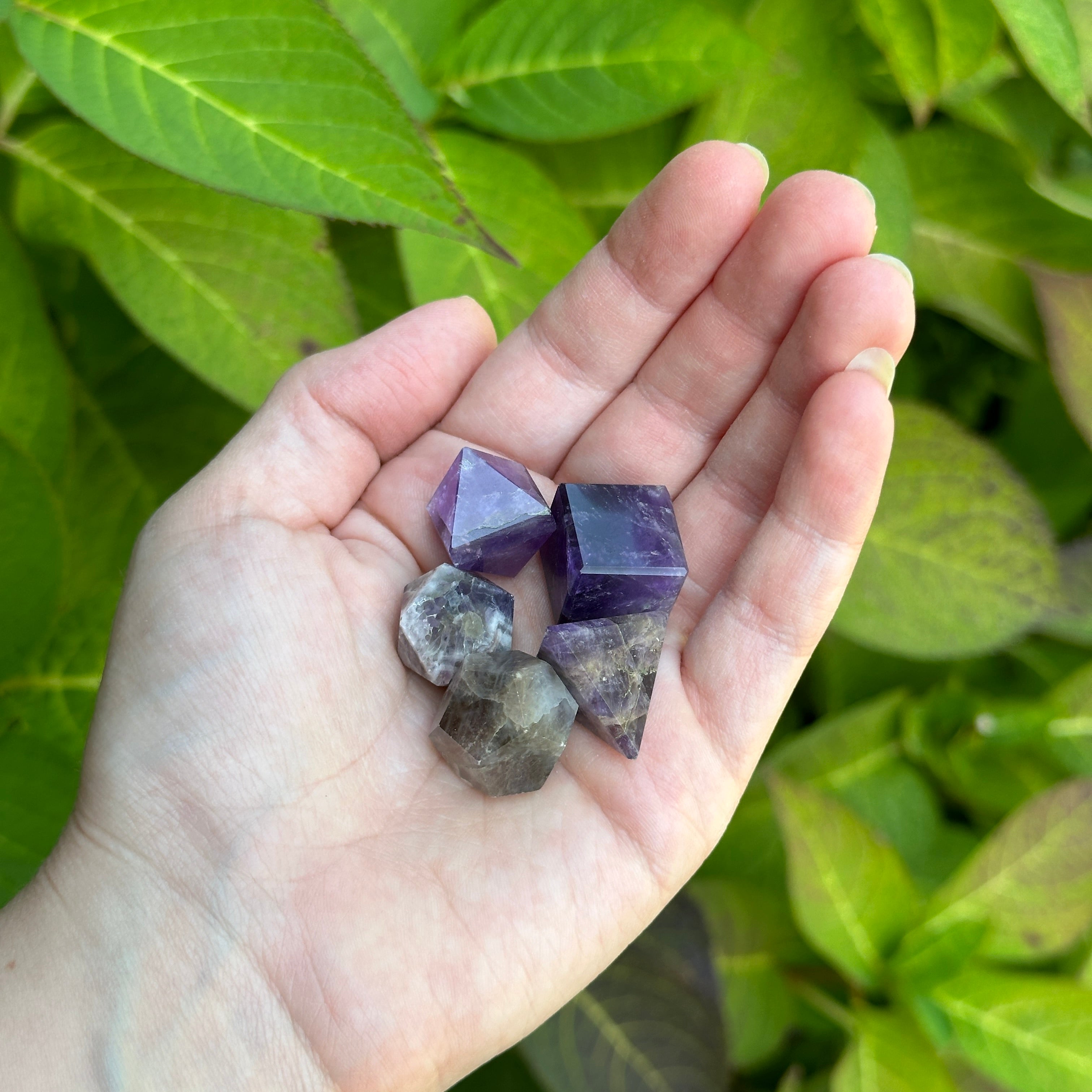 Energy Renewal Purple Amethyst Platonic Solid Crystal Set of Five