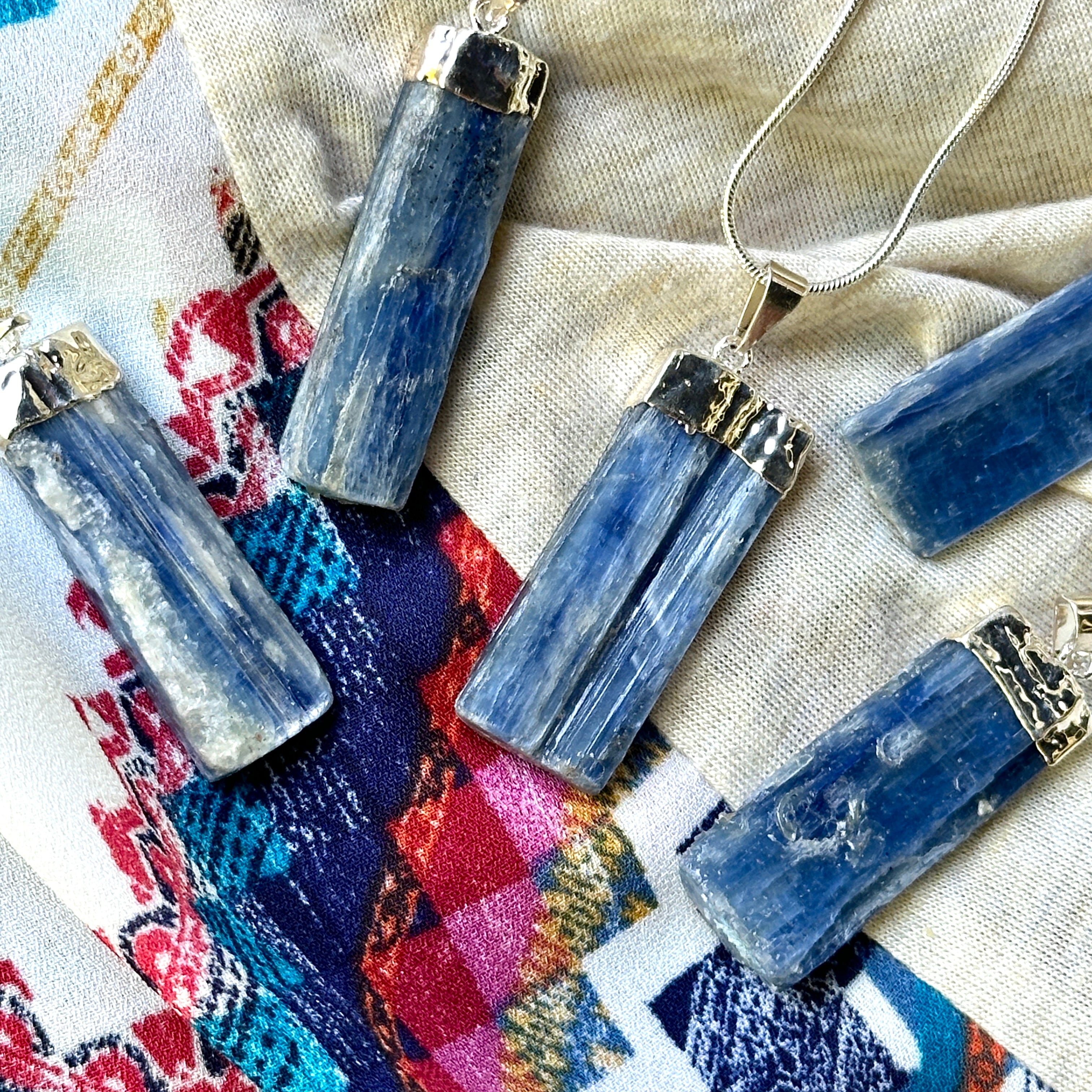 Gorgeous Authentic Blue Kyanite Pendant on Silver Chain