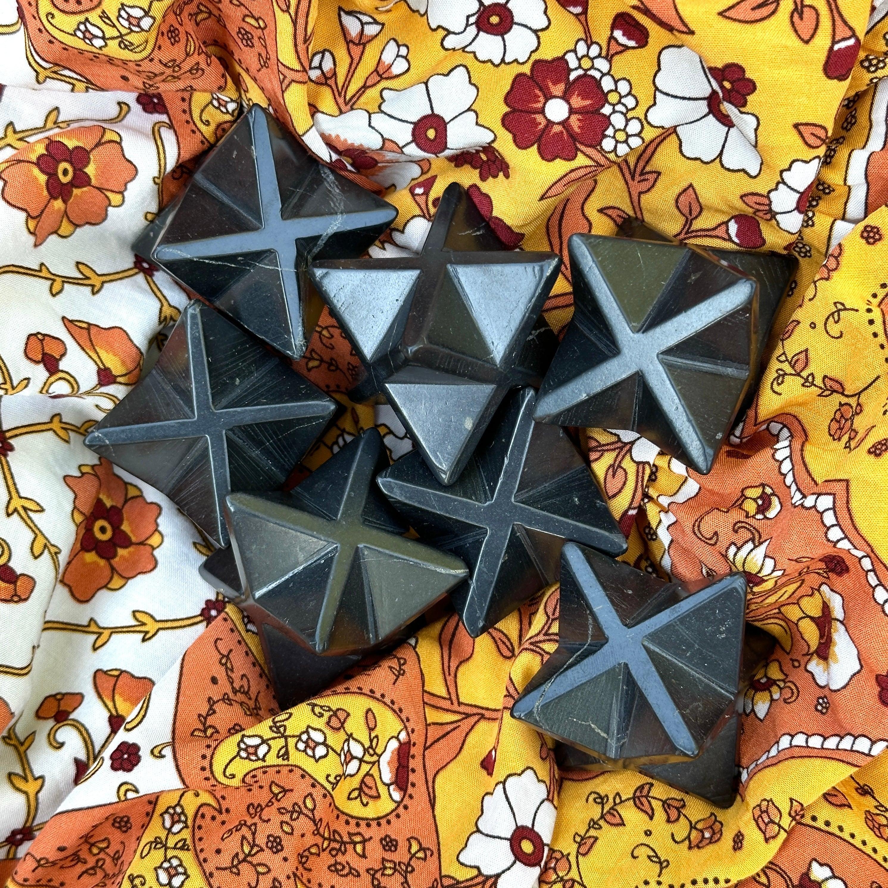 Small Black Shungite Merkaba Carvings ~ EMF Protection and Harmonizer