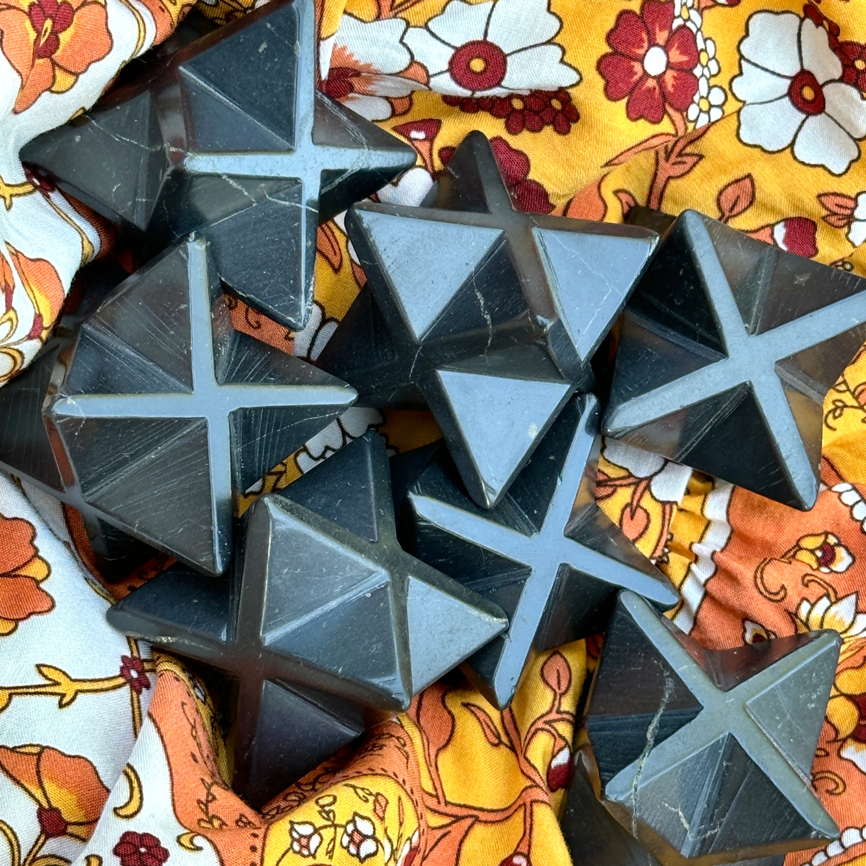 Small Black Shungite Merkaba Carvings ~ EMF Protection and Harmonizer
