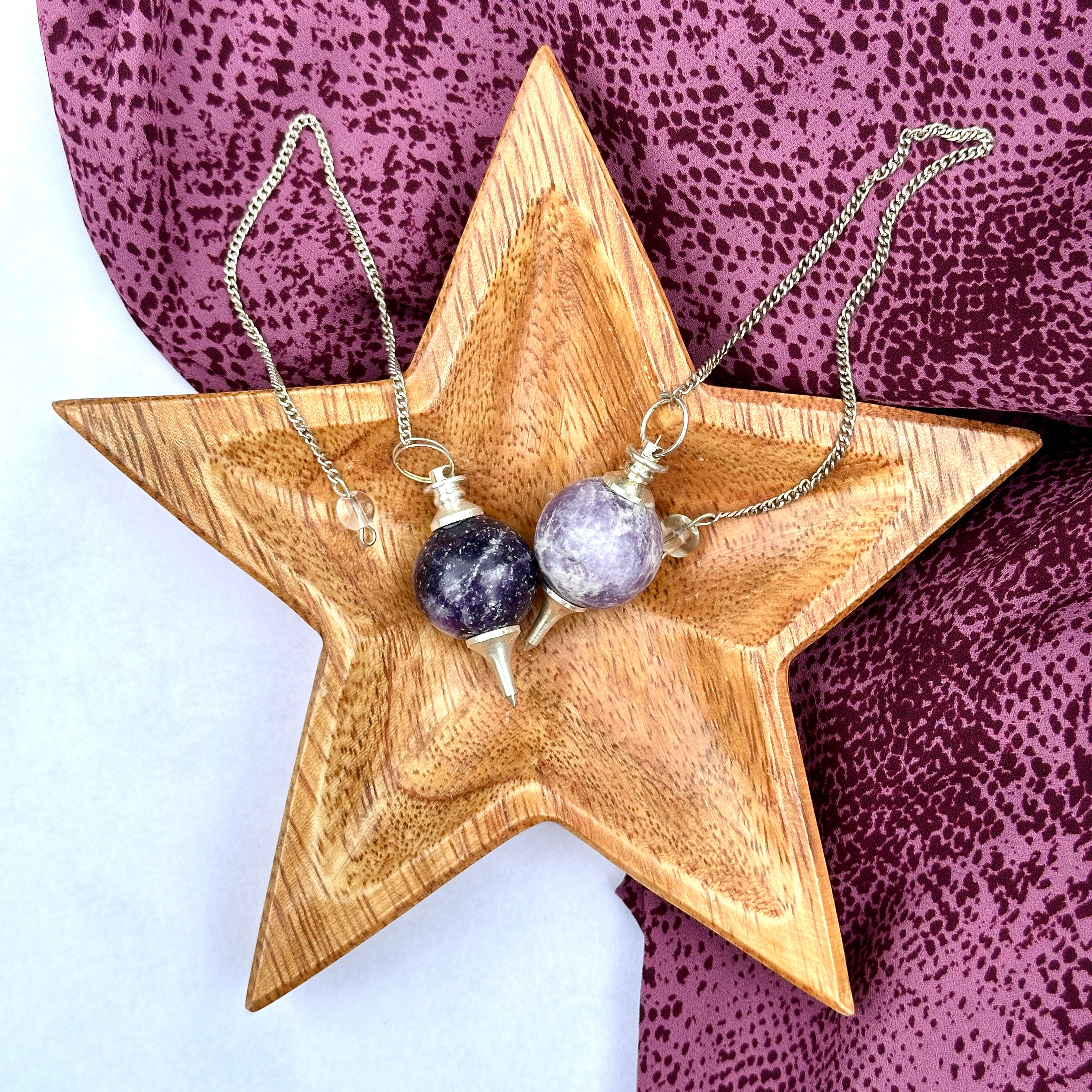 Lepidolite Pendulum Spheres for Divination