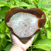Large Agate Heart Carving with Gorgeous Quartz inclusions and Coloring