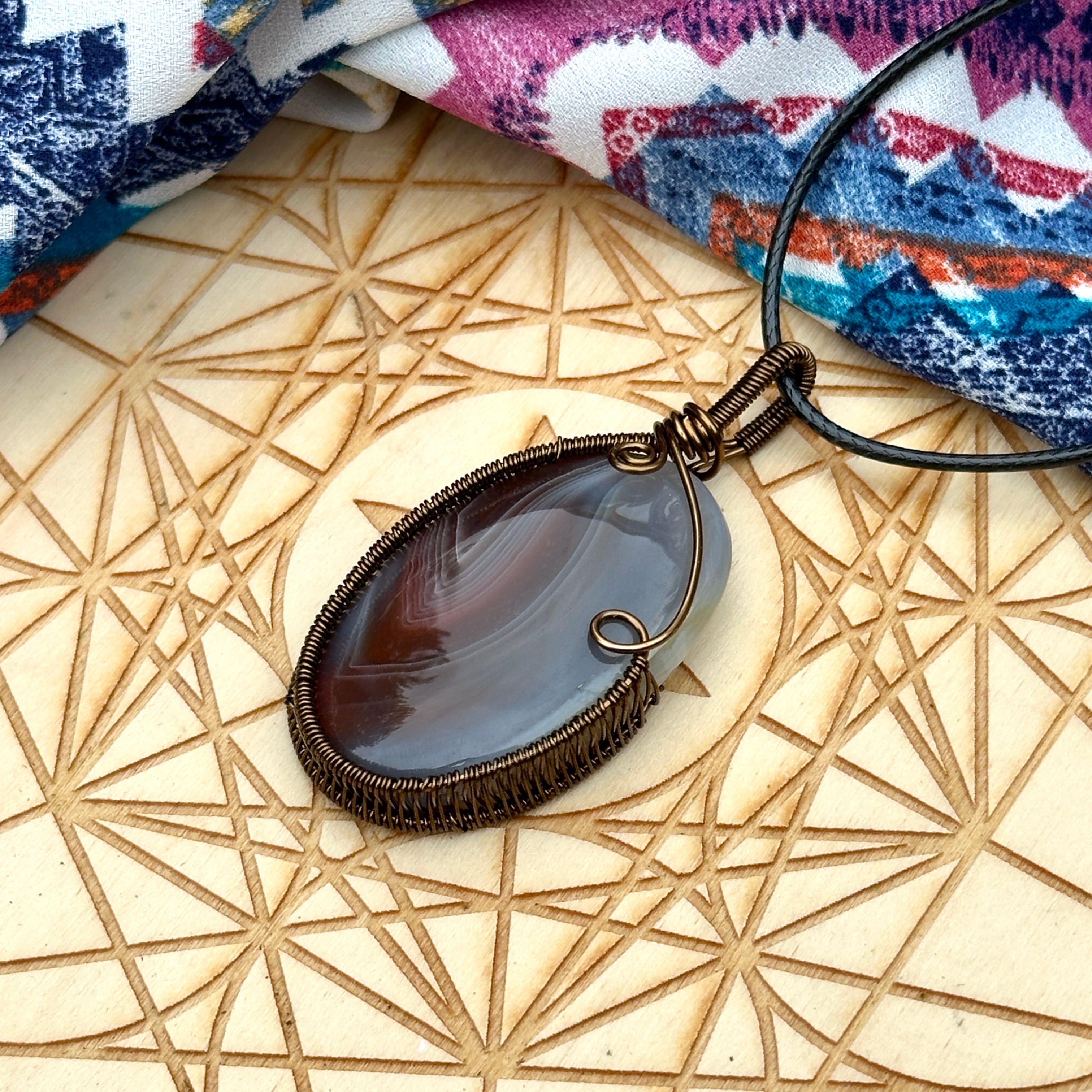 Natural Agate Stone Pendant ~ Wire Wrapped by Hand in the USA