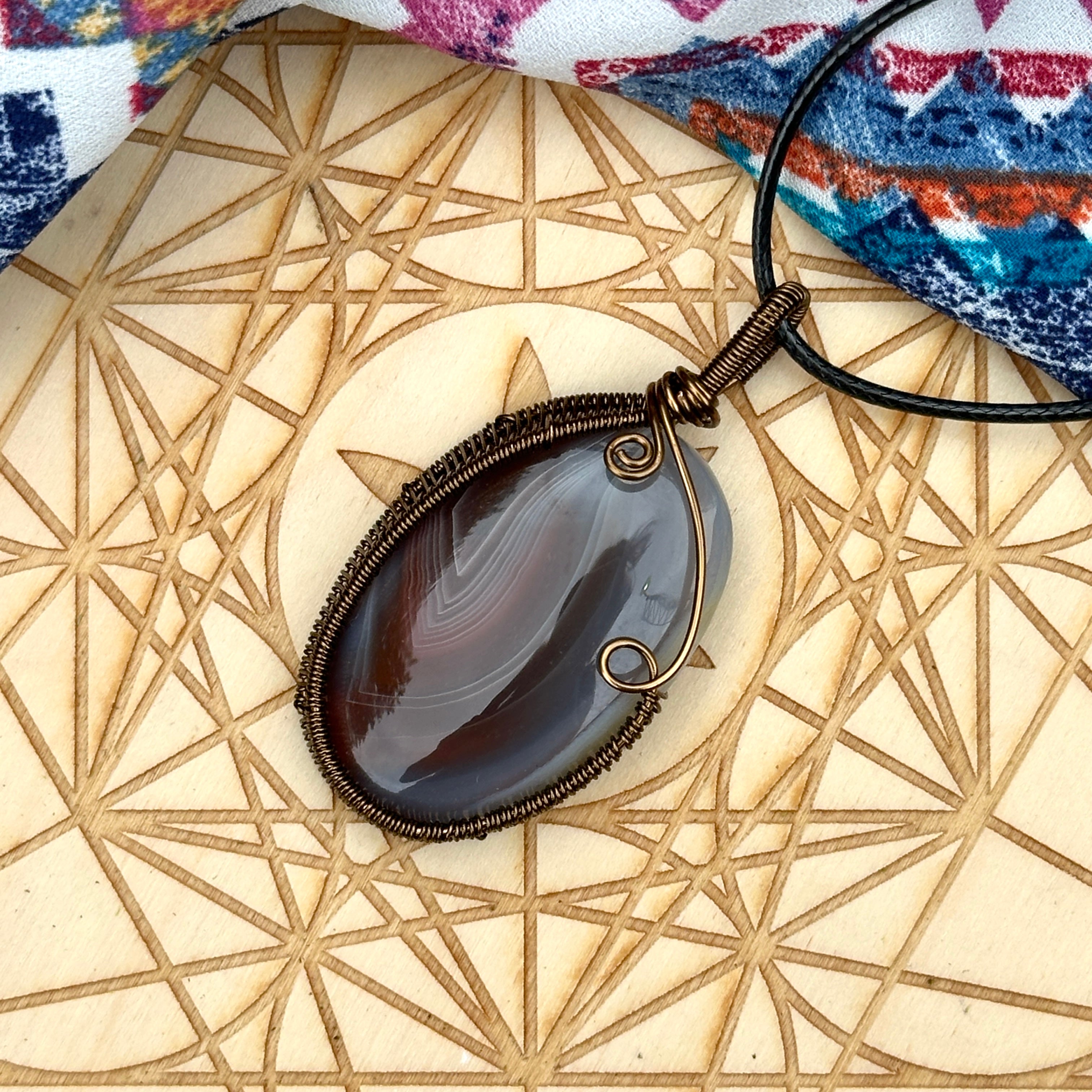 Natural Agate Stone Pendant ~ Wire Wrapped by Hand in the USA