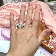 Blue Chalcedony Wire Wrapped Ring in Silver ~ Size 5.5