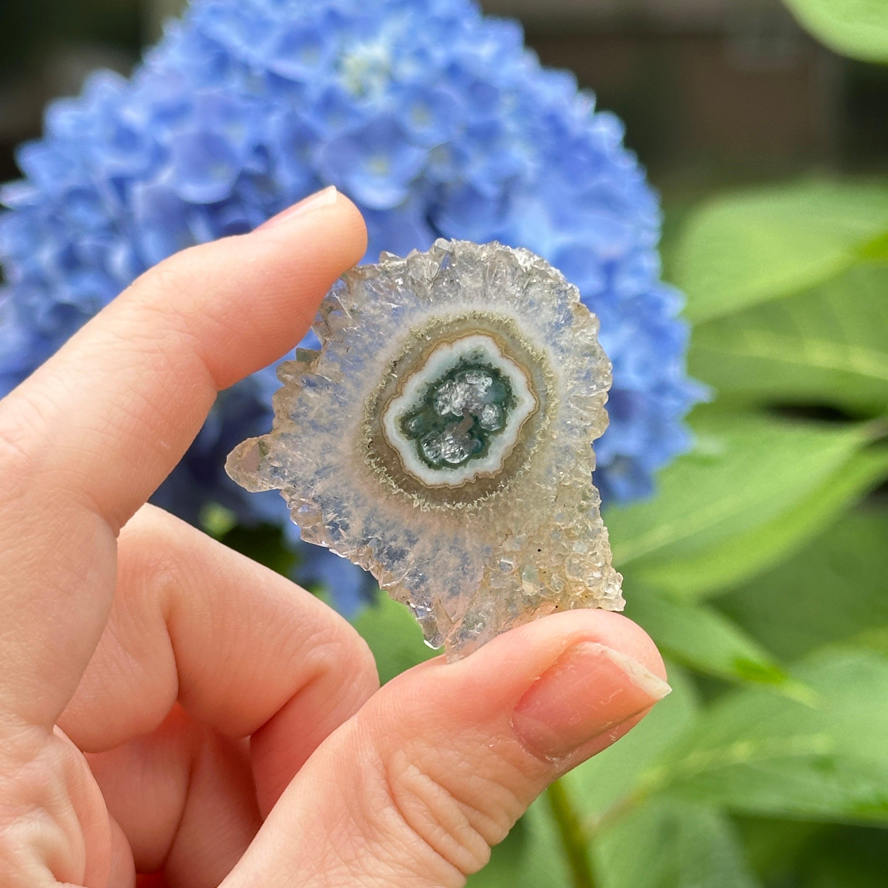 Unique Amethyst and Quartz Stalactite Slice
