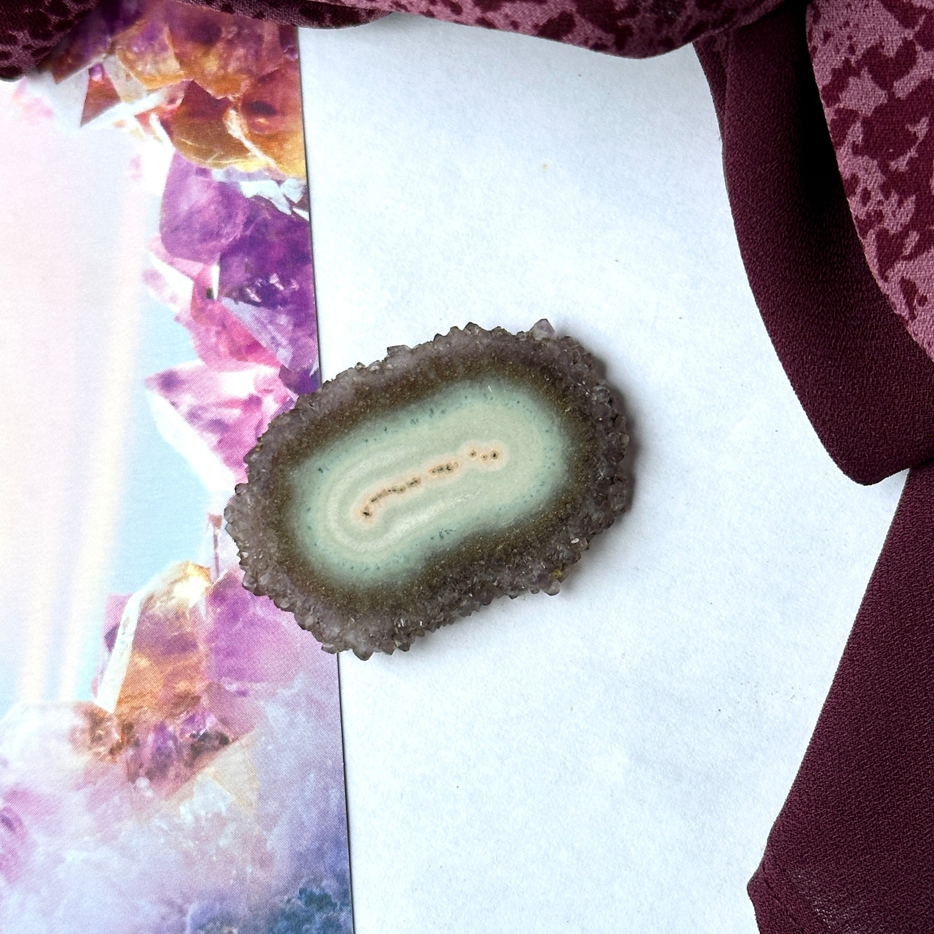 Unique Amethyst and Quartz Stalactite Slice