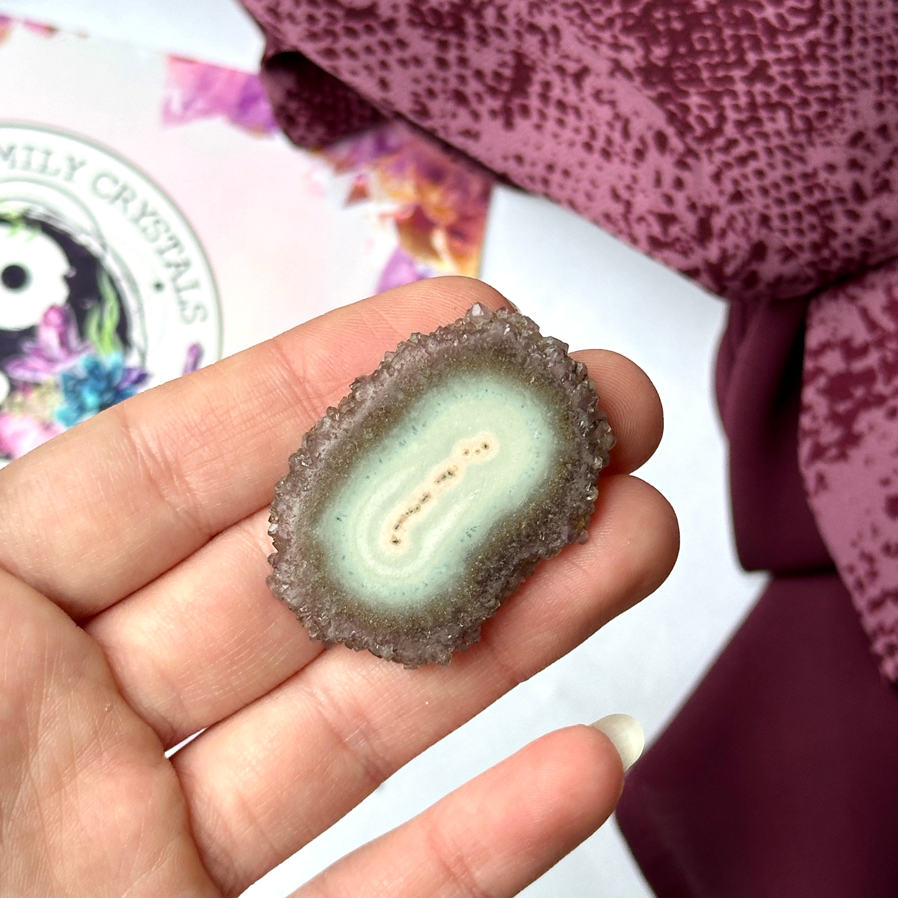 Unique Amethyst and Quartz Stalactite Slice