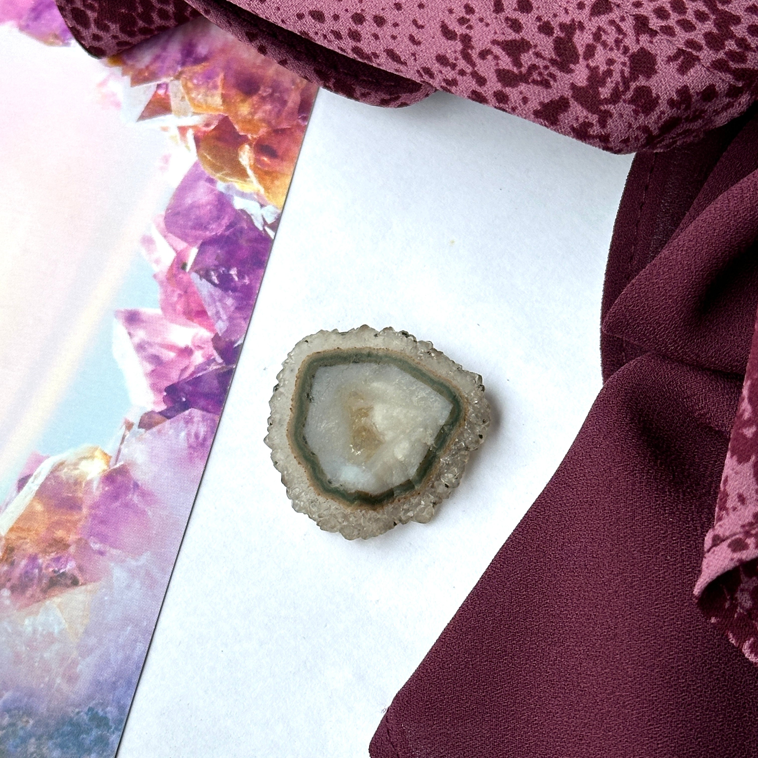 Unique Amethyst and Quartz Stalactite Slice