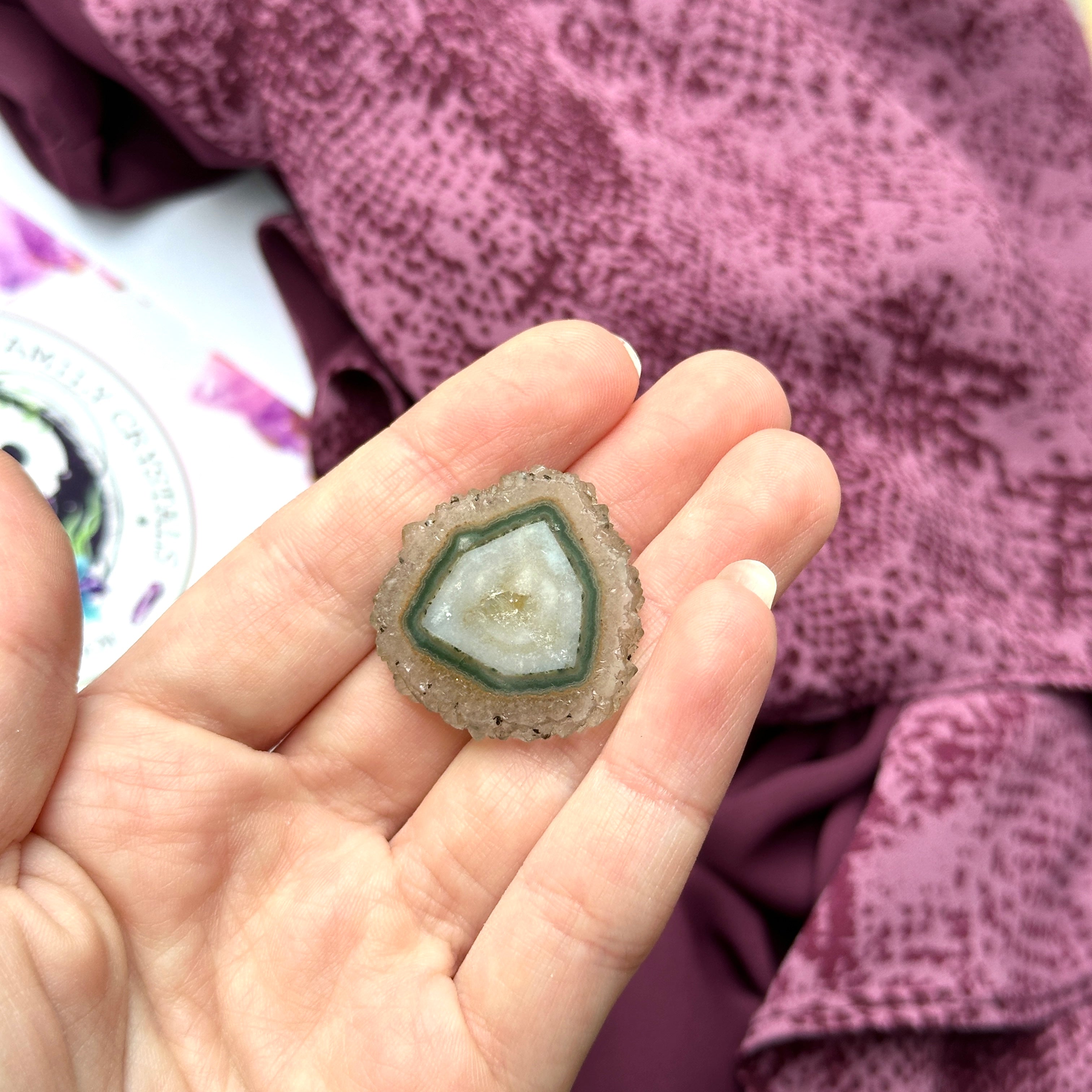 Unique Amethyst and Quartz Stalactite Slice