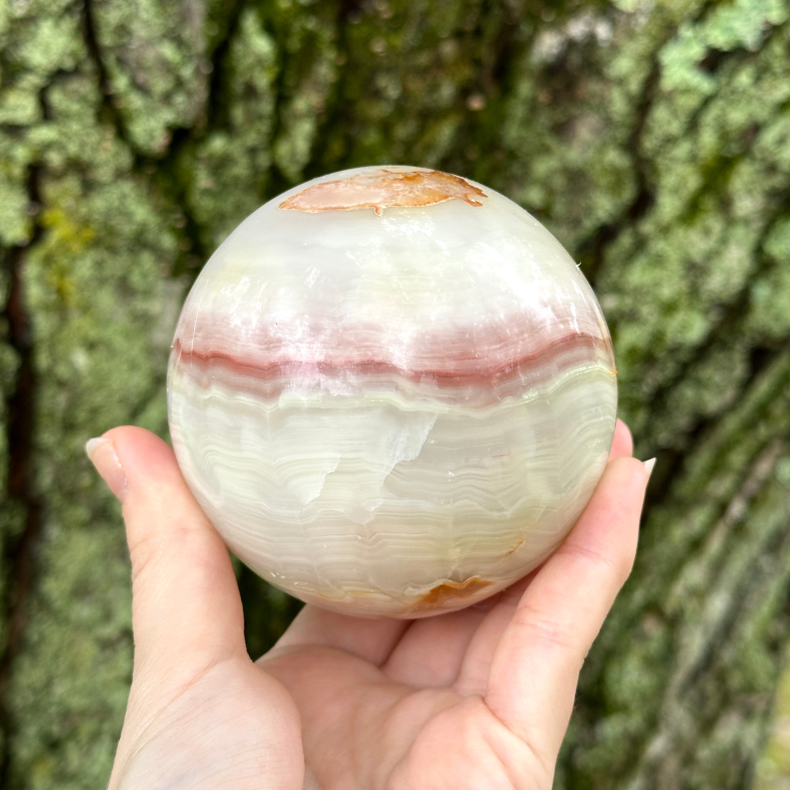 JUMBO Pink and Green Onyx Sphere Carving