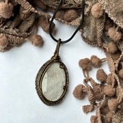 Silver Obsidian Pendant Wire Wrapped in Antique Bronze Setting ~ Necklace Cord Included