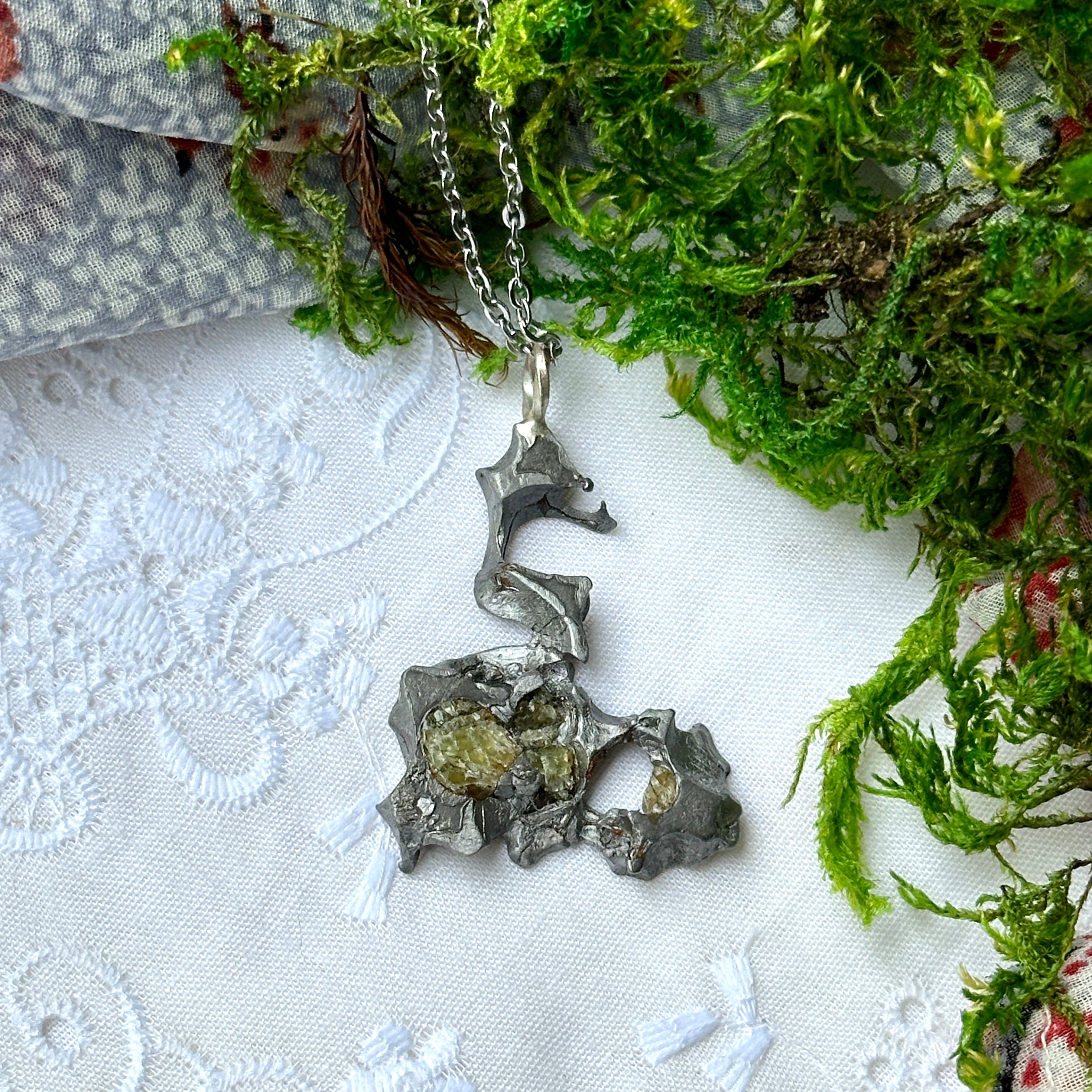 Brenham Meteorite Pendant from Michigan ~ Crystal Inclusions ~ Rare Find!