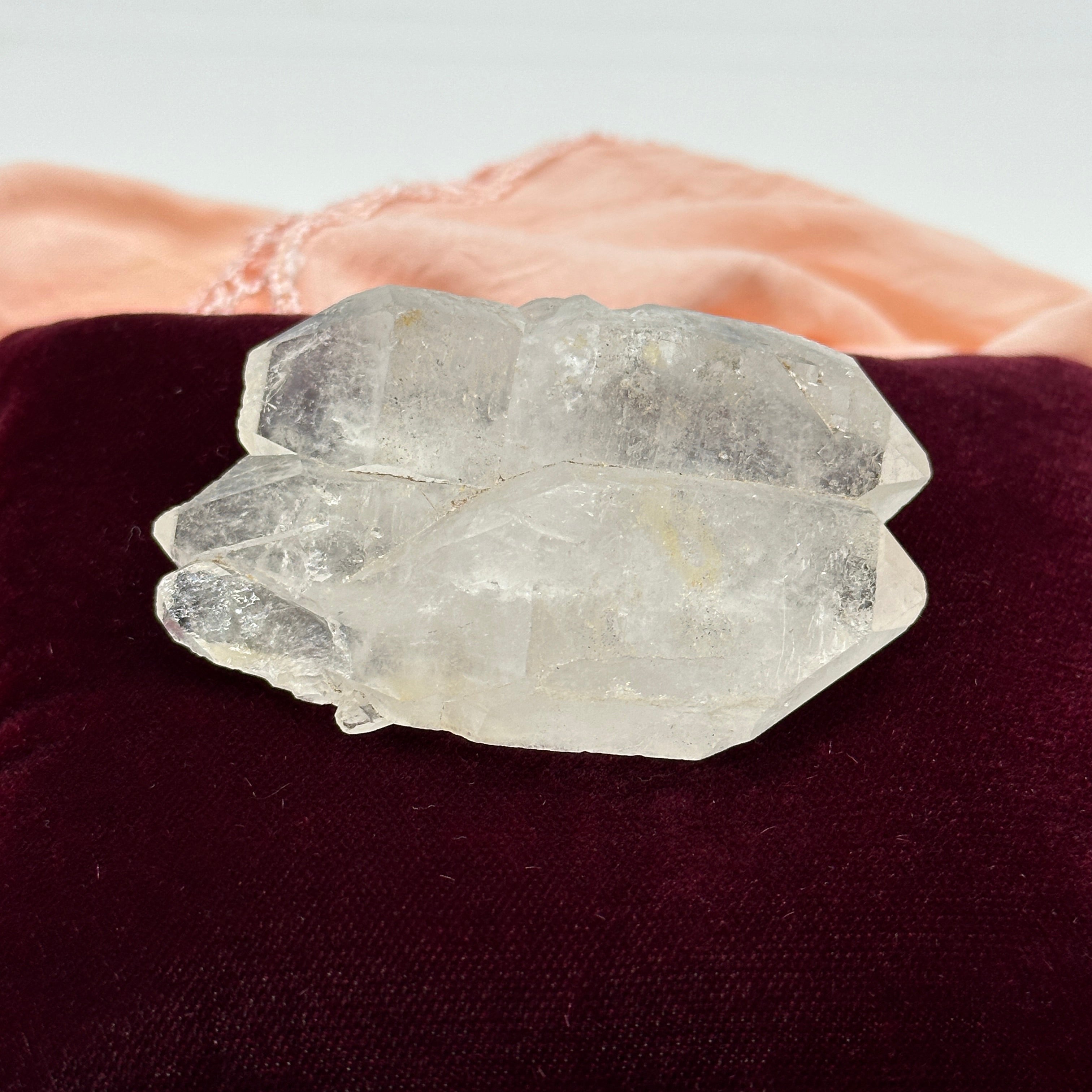 Quad Terminated Clear Quartz Crystal Natural Specimen from Brazil