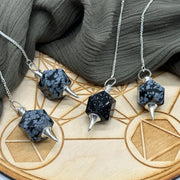 Snowflake Obsidian Crystal Geometric Carved Pendulum