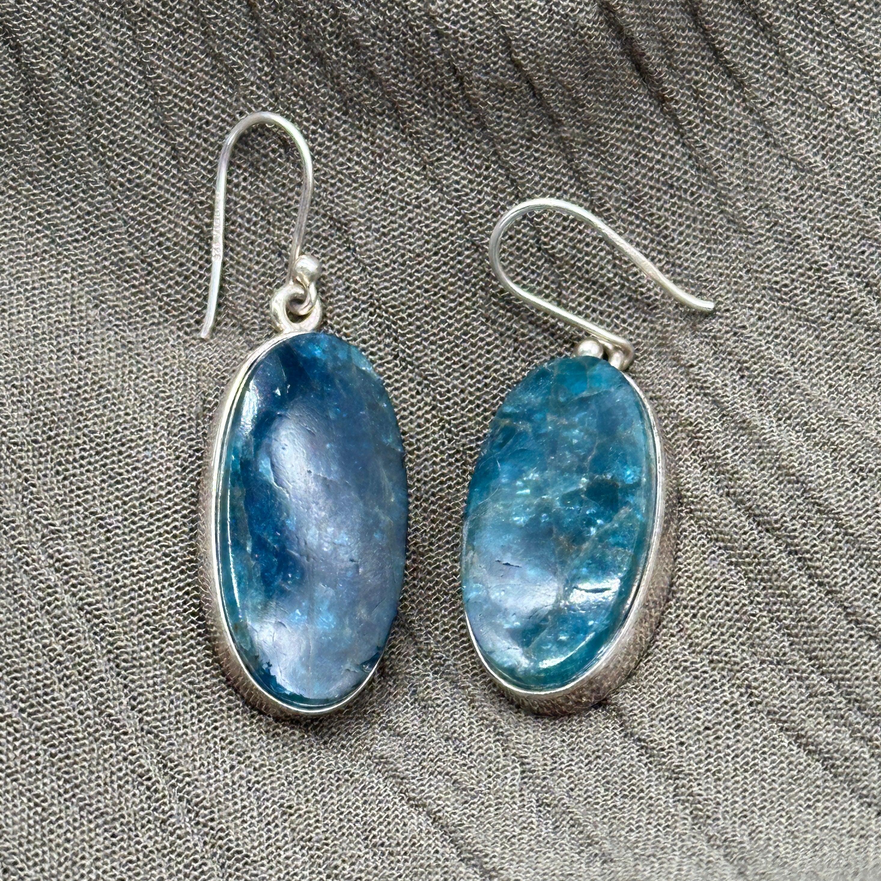 Gorgeous Ocean Blue Apatite Gemstone Earrings ~ Oval Shape ~ Elegant and Fun