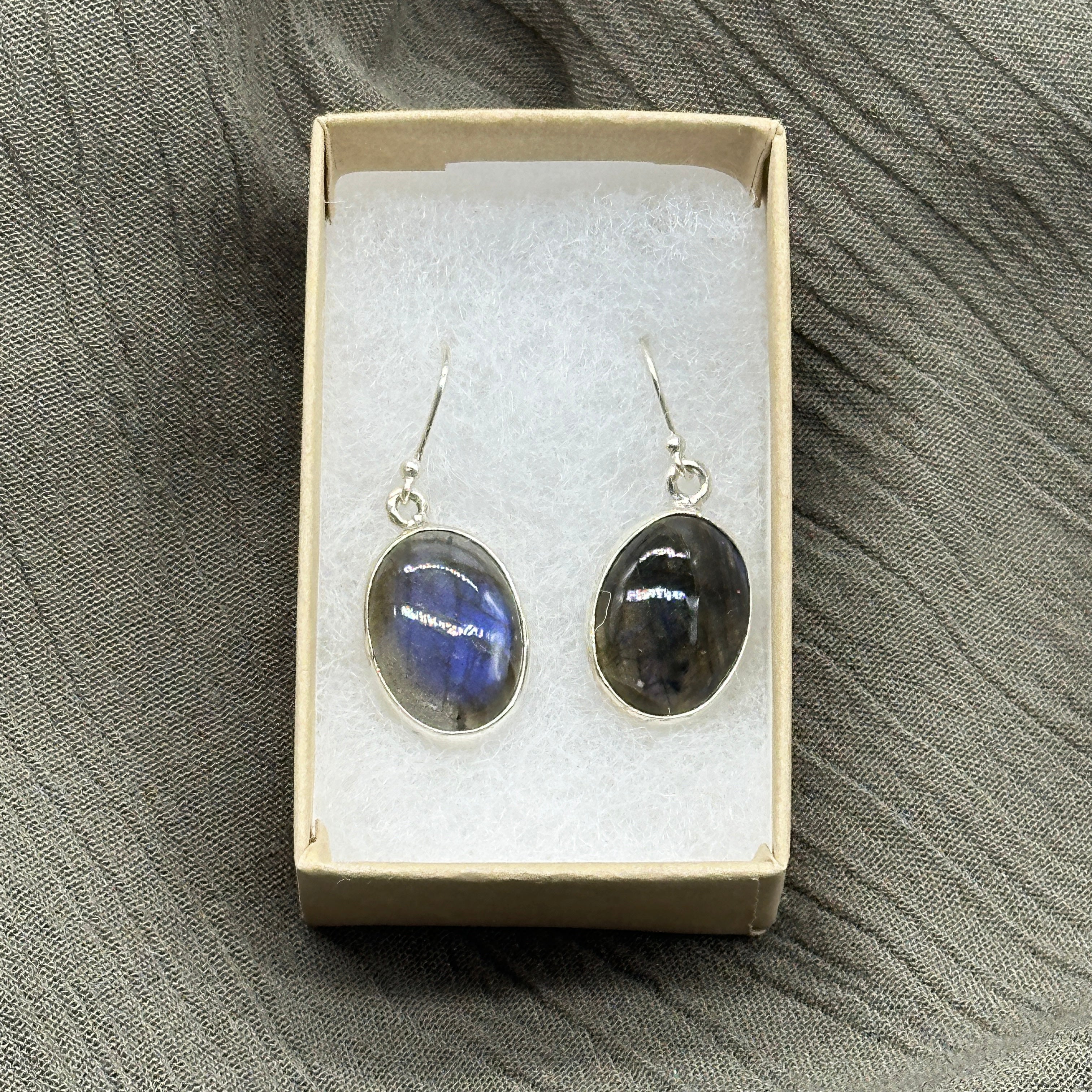 Flashy Labradorite Oval Gemstone Earrings