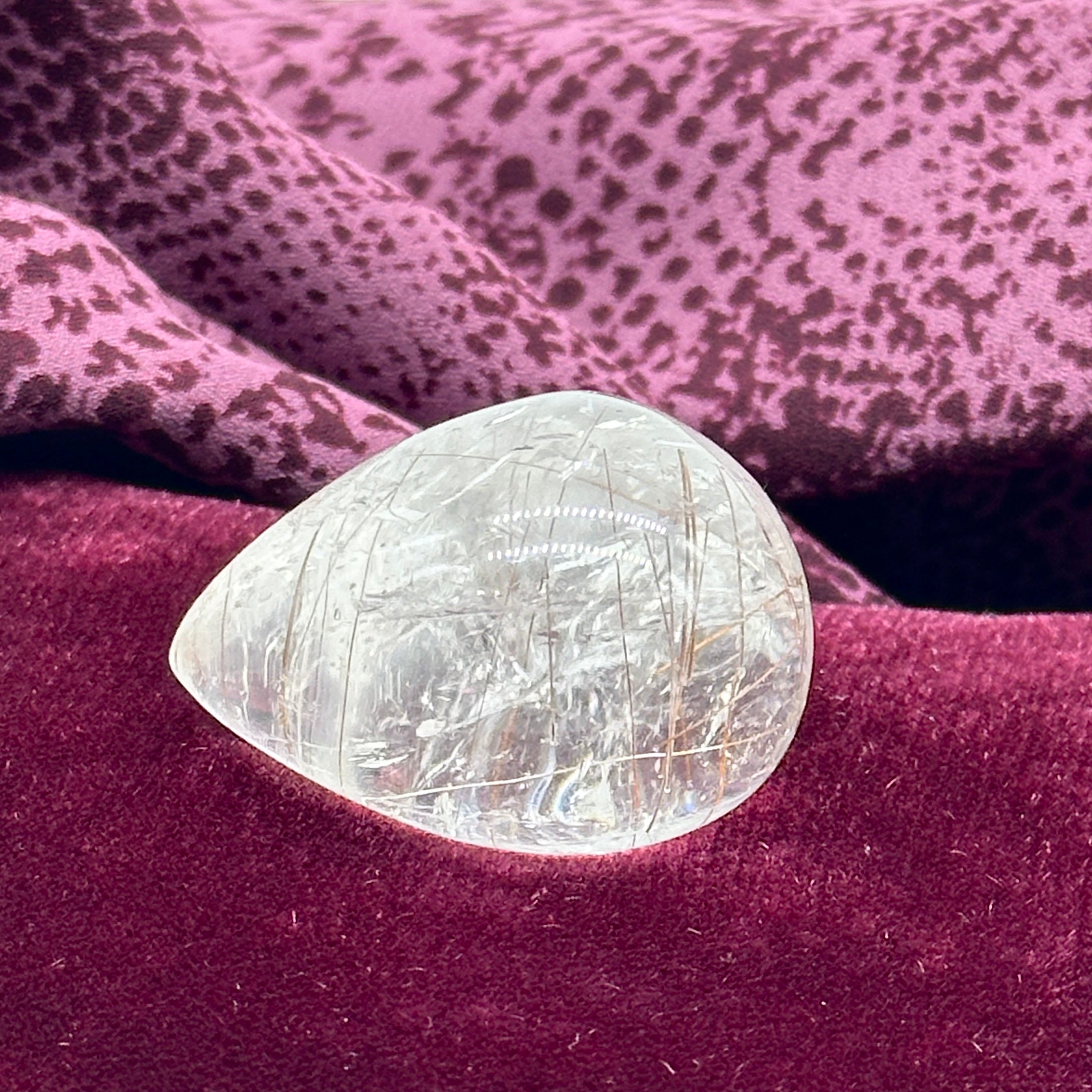 Adorable Golden Rutilated Clear Quartz Crystal Carving ~ Teardrop Shape