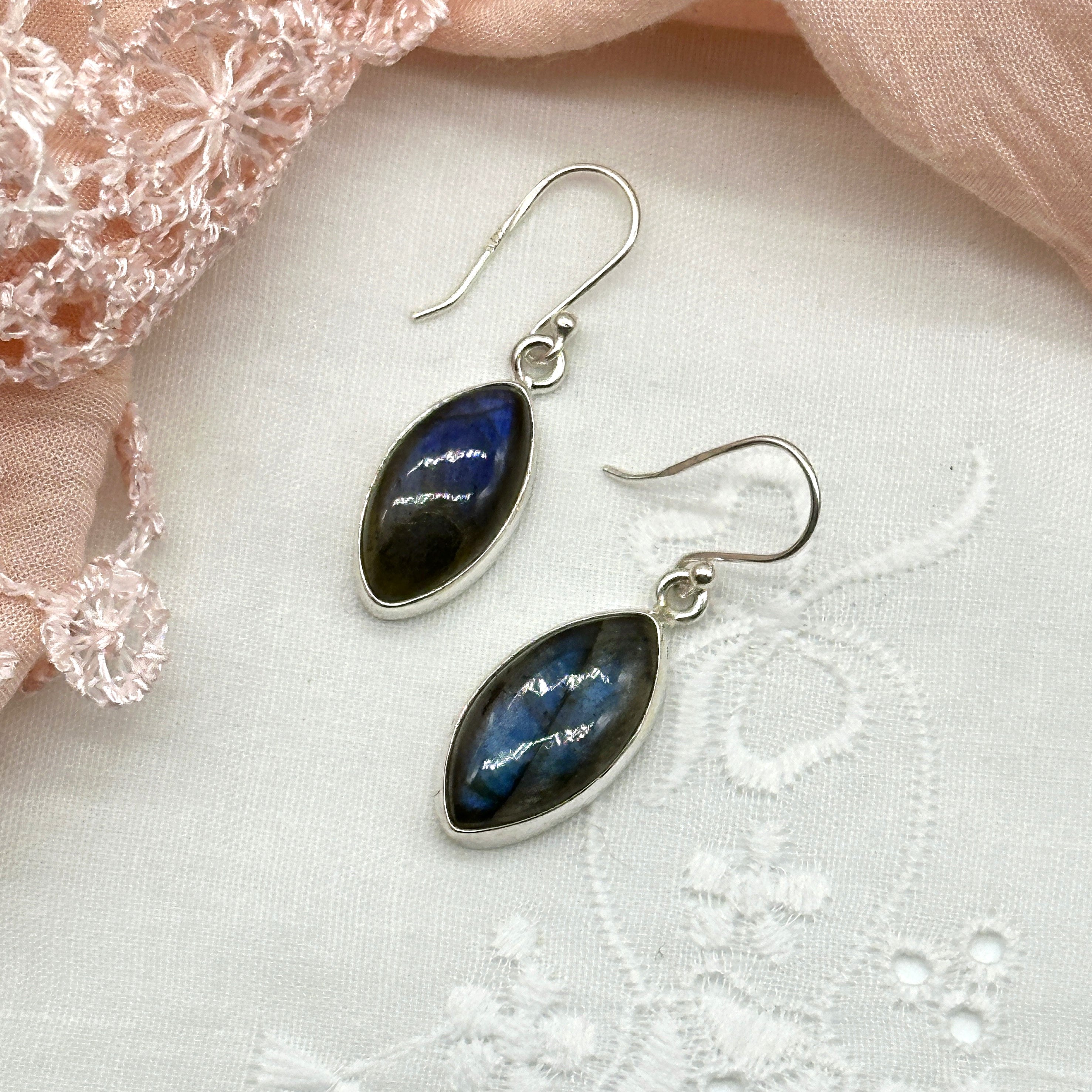 Flashy Labradorite Sterling Silver Gemstone Earrings