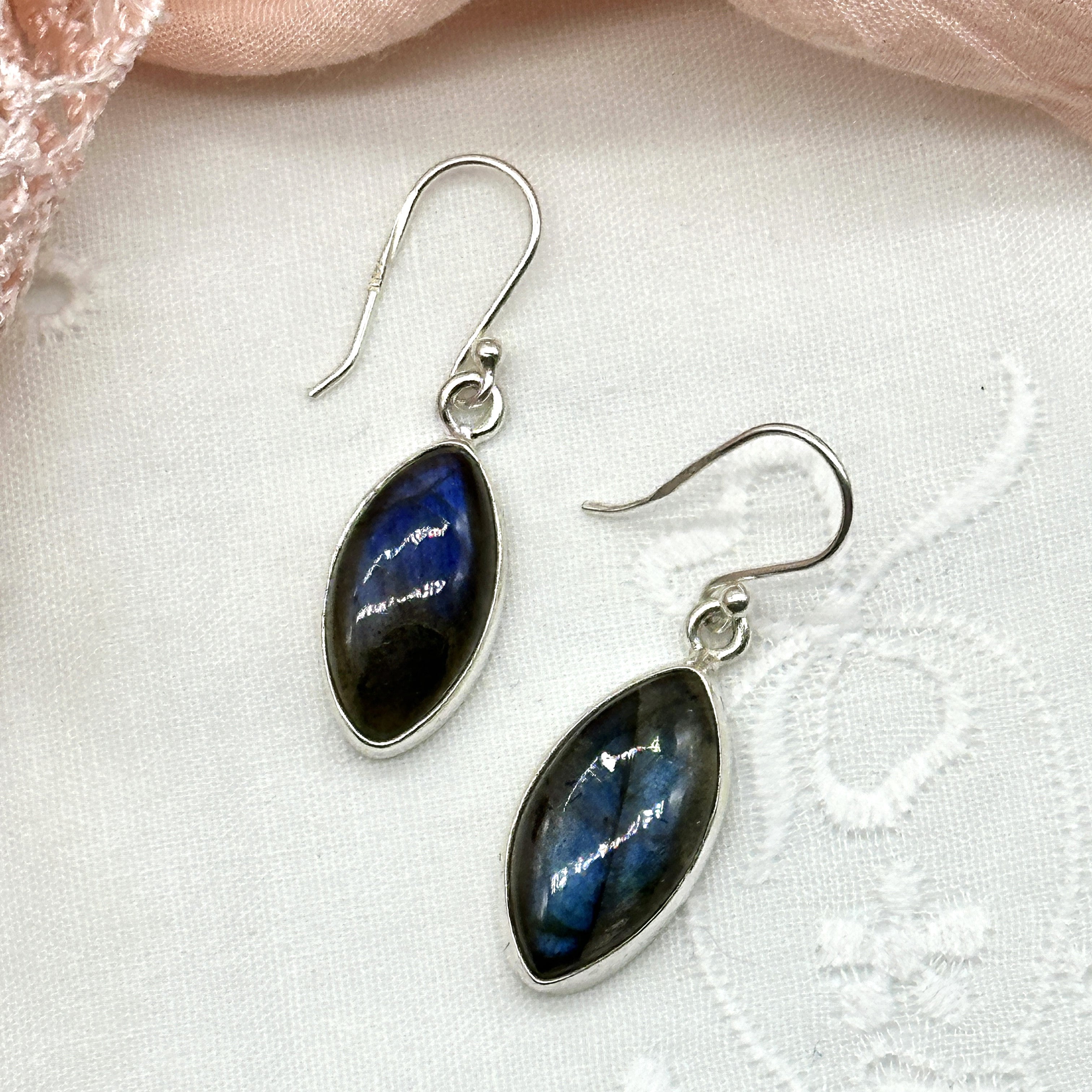 Flashy Labradorite Sterling Silver Gemstone Earrings