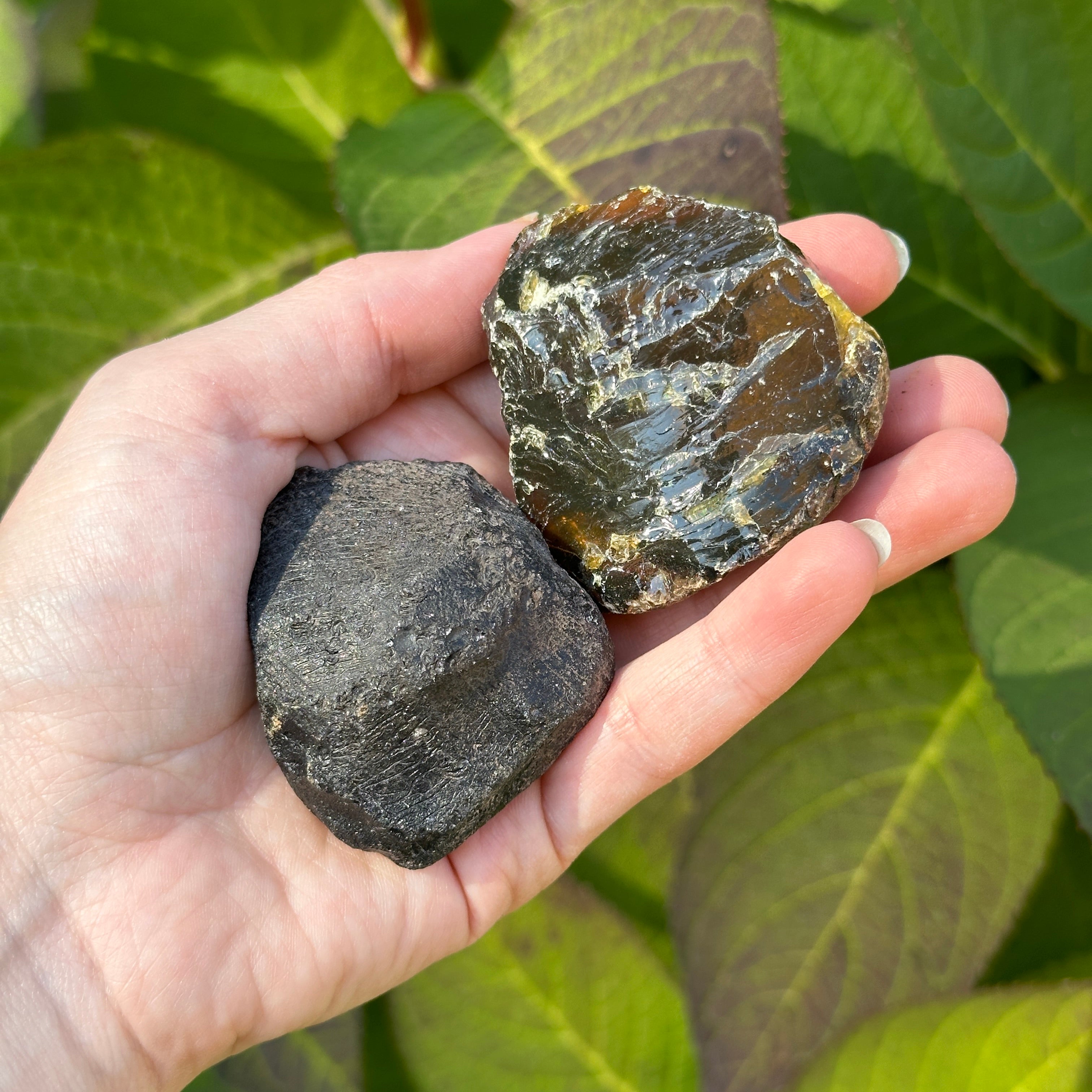 Sumatra Set Blue Amber & Apache Tear Obsidian Gemstone Set for Healing and Recovery