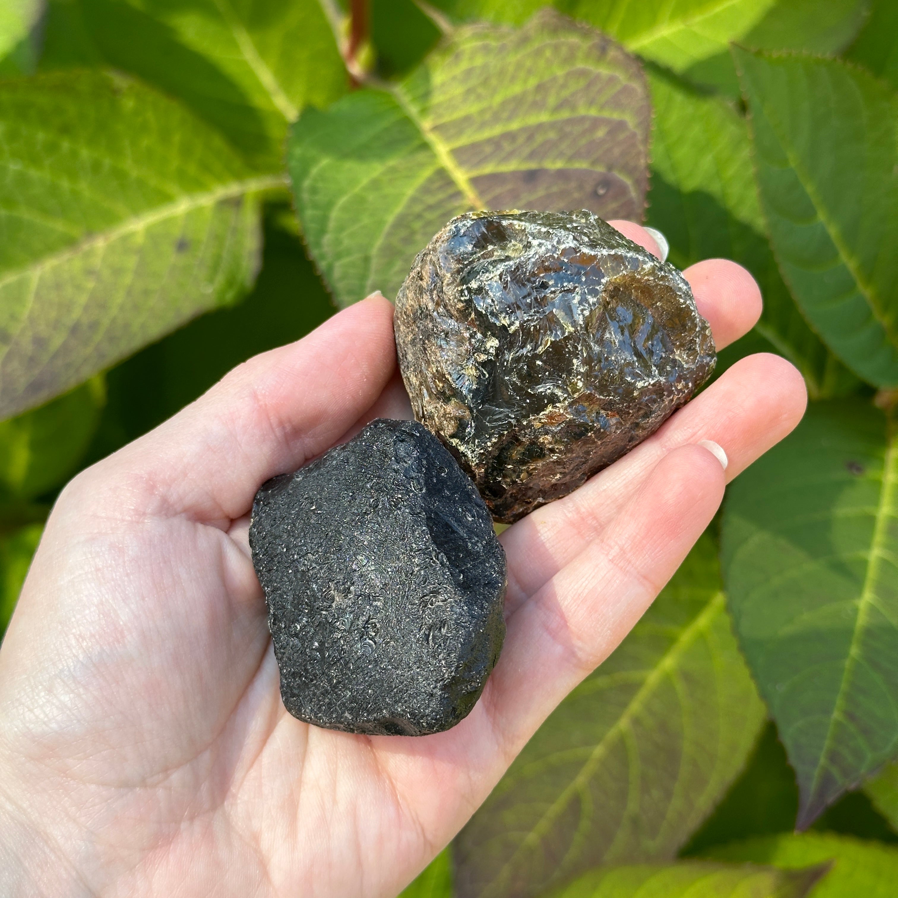 Sumatra Set Blue Amber & Apache Tear Obsidian Gemstone Set for Healing and Recovery