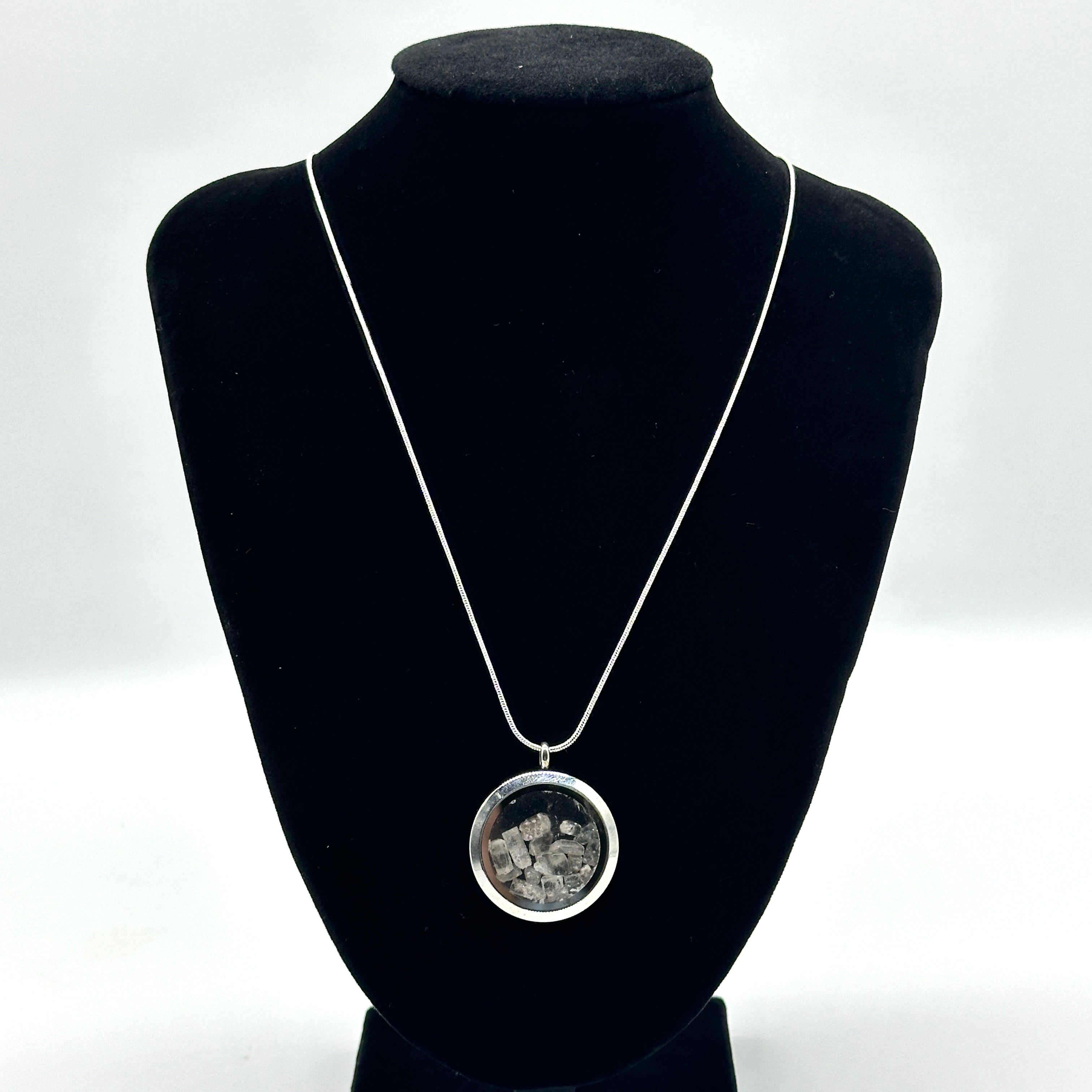 Golden Topaz Floating Crystals in Stainless Steel / Glass Lock Pendant