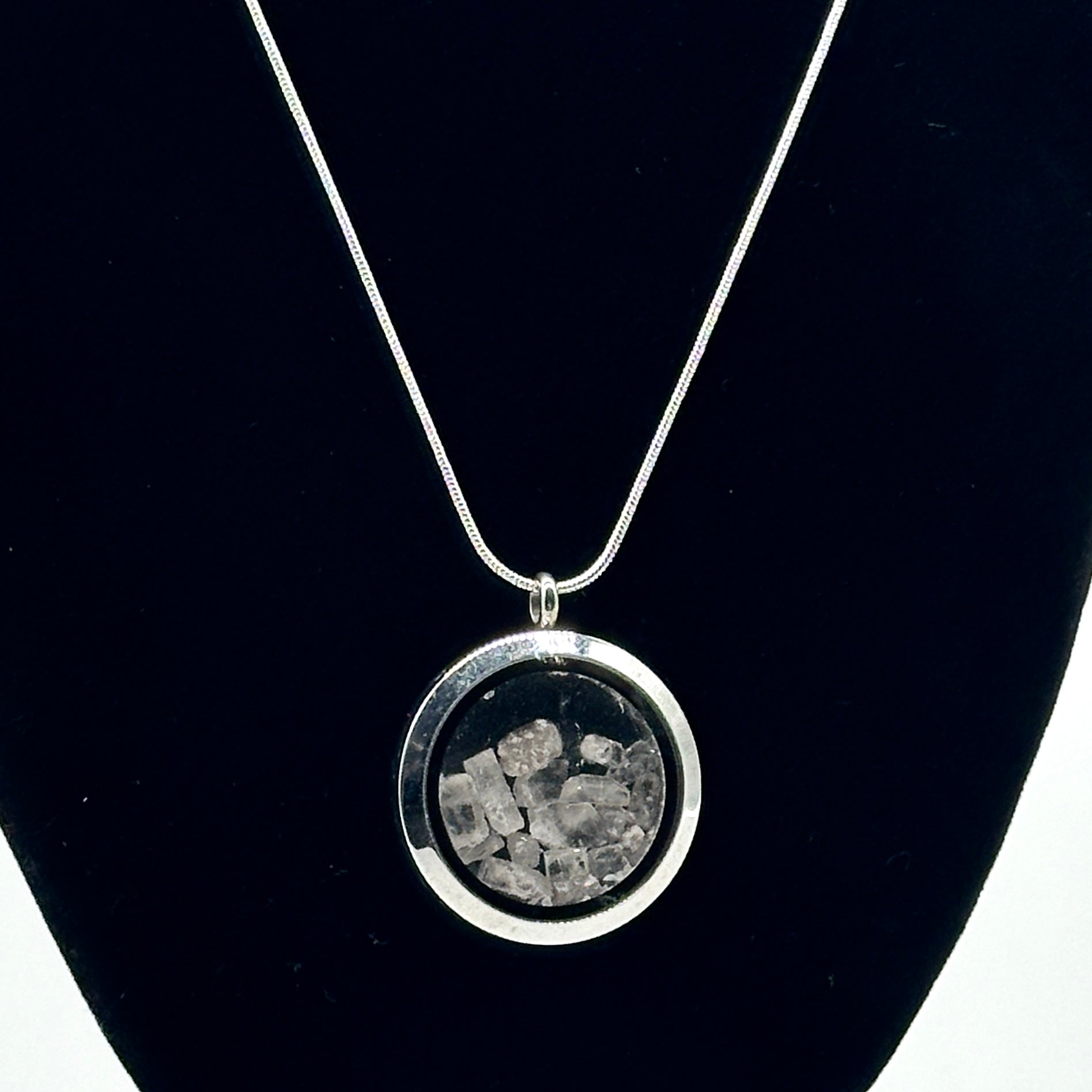 Golden Topaz Floating Crystals in Stainless Steel / Glass Lock Pendant