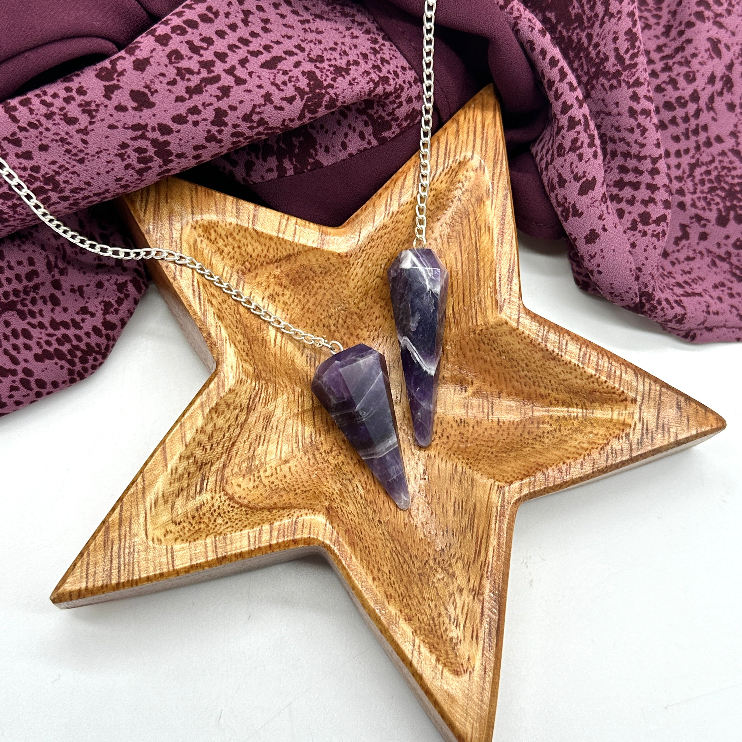 Mystic Haze Purple Chevron Amethyst Quartz Crystal Tapered Pendulum