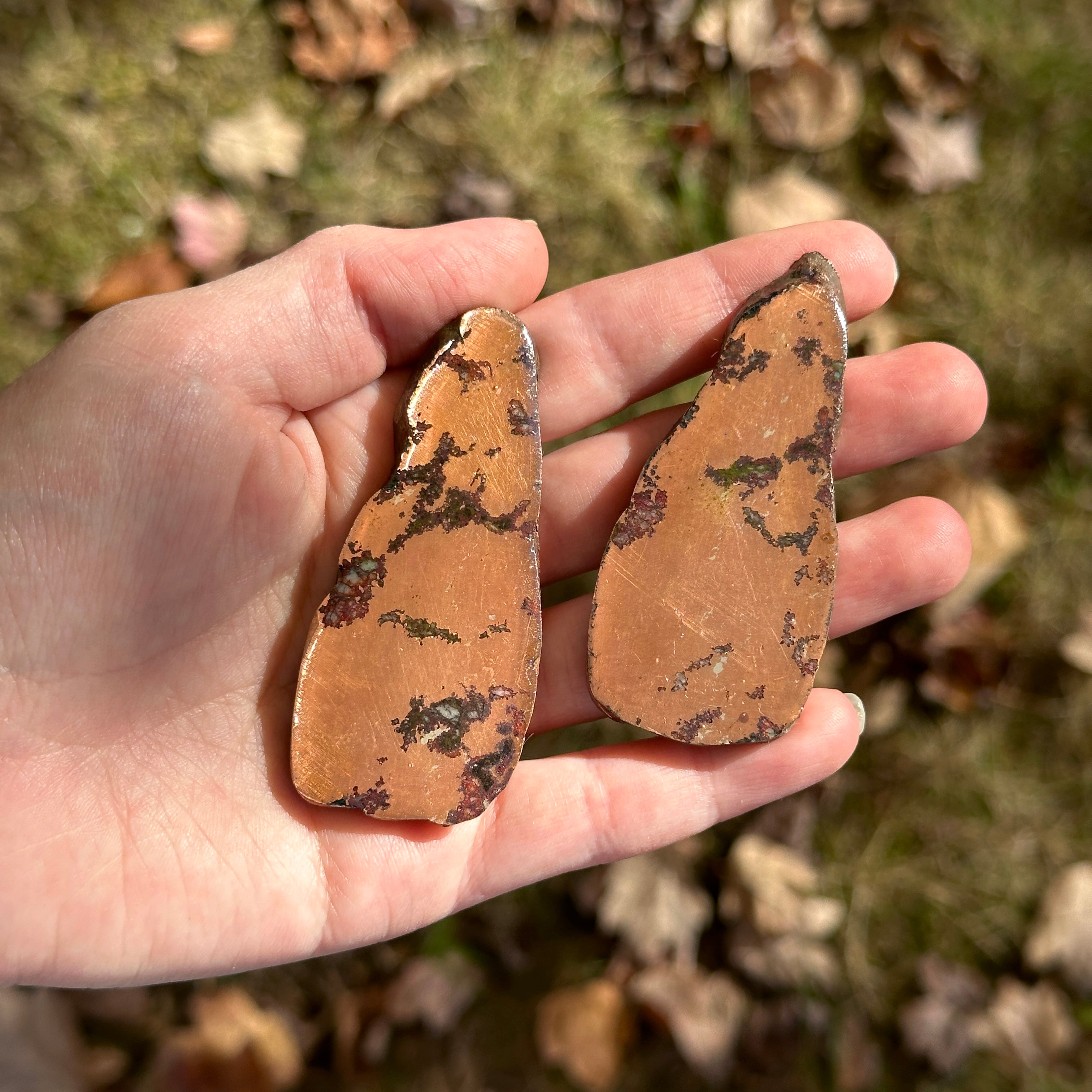 Native Earth Conductive Copper Slices with Silver Veins ~ Partial Resin Finish