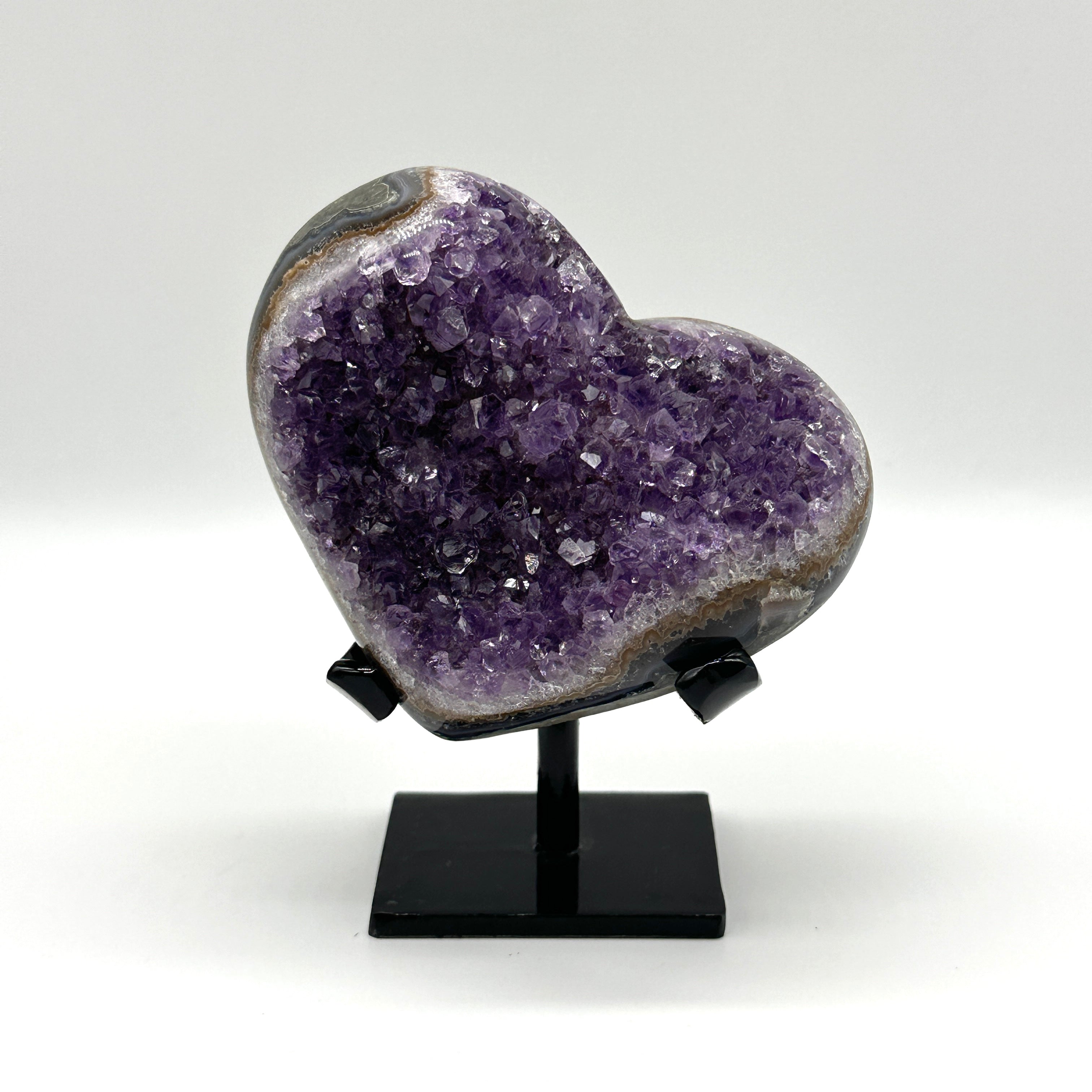 Lavender Haze Amethyst Crystal Druze Heart Geode with a Stand ~ Locale: Uruguay