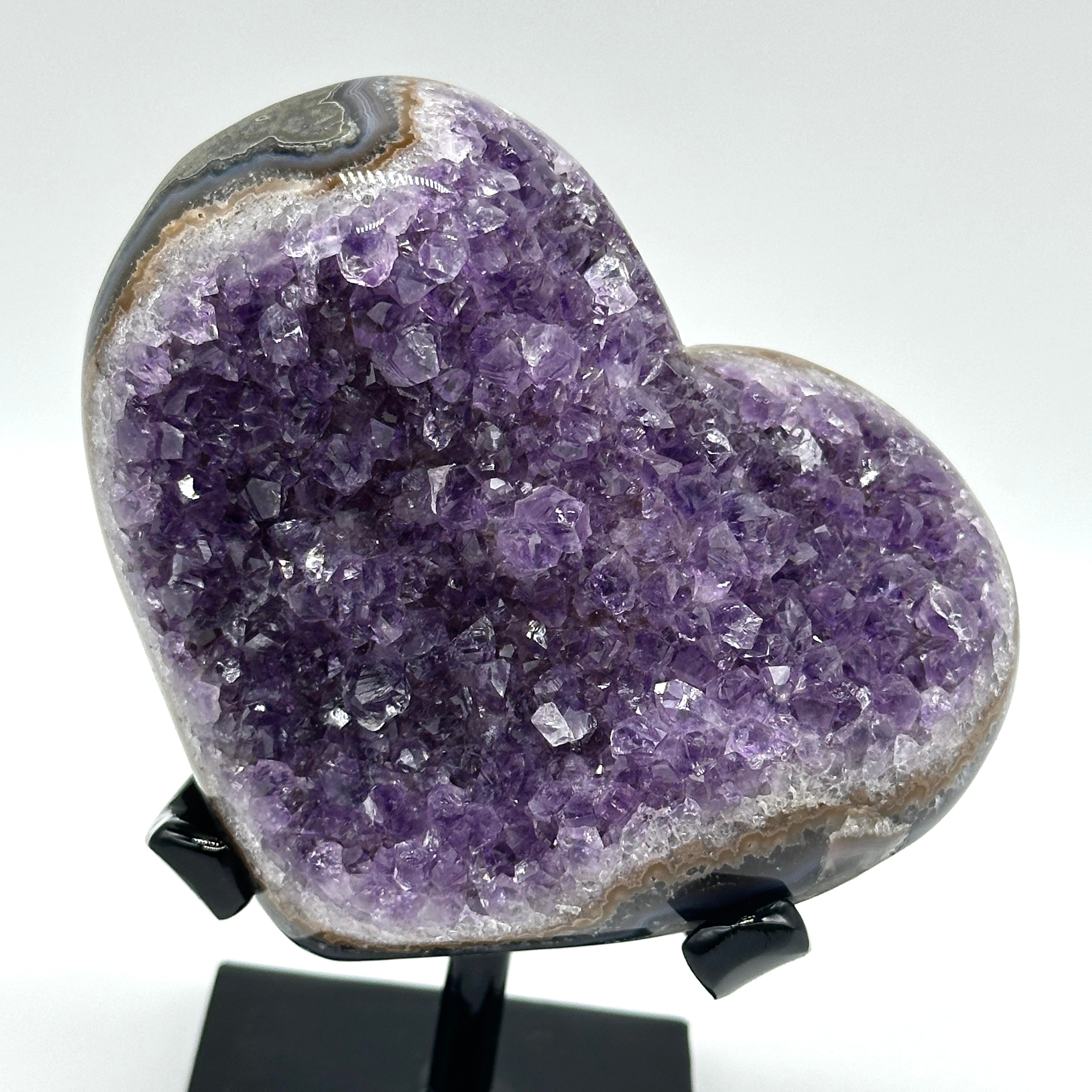 Lavender Haze Amethyst Crystal Druze Heart Geode with a Stand ~ Locale: Uruguay