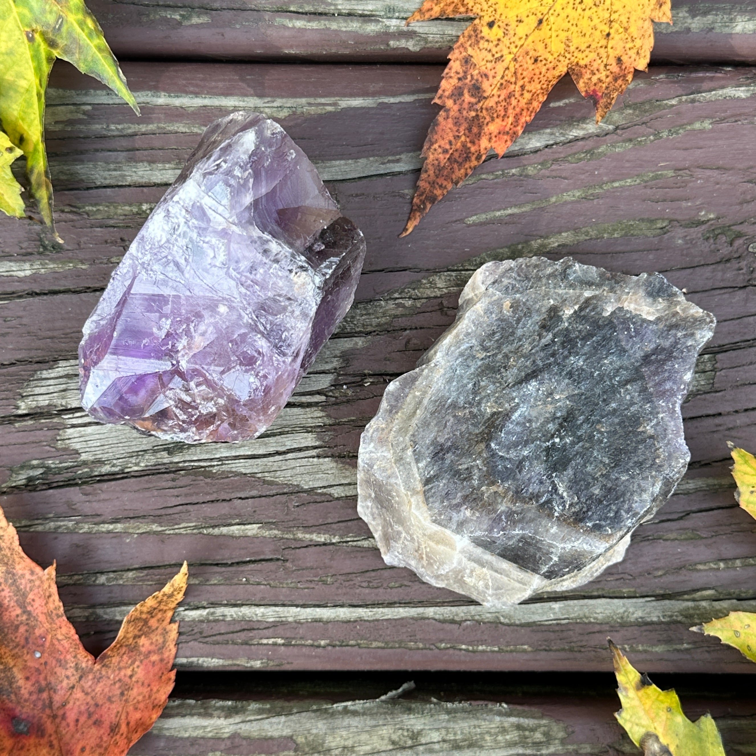 Enchanting Amethyst Set of Auralite 23 and Purple Amethyst Chunks Gemstone Chunks