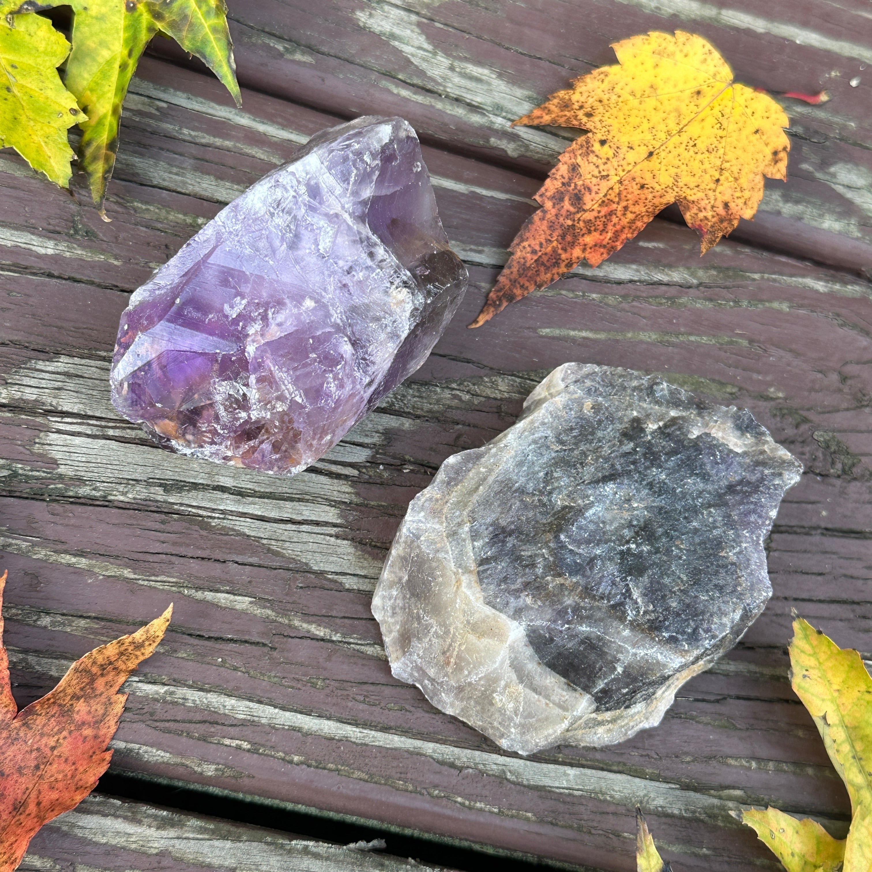Enchanting Amethyst Set of Auralite 23 and Purple Amethyst Chunks Gemstone Chunks