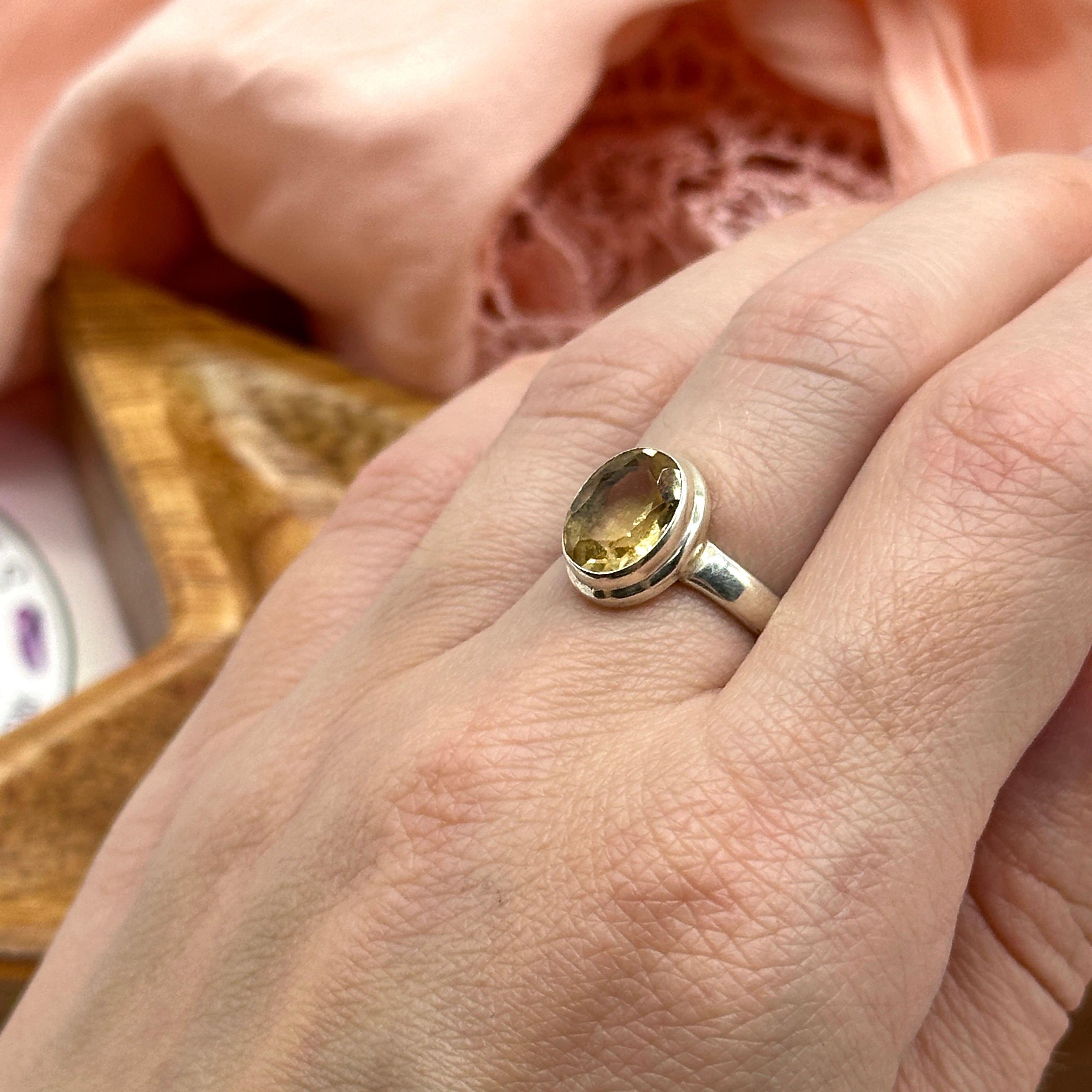 Abundant Energies Citrine and Silver Ring ~ Size 5.75