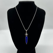 Brilliant Blue Lapis Lazuli and Moonstone Goddess Antique Gemstone and Silver Pendant ~ Includes Silver Chain