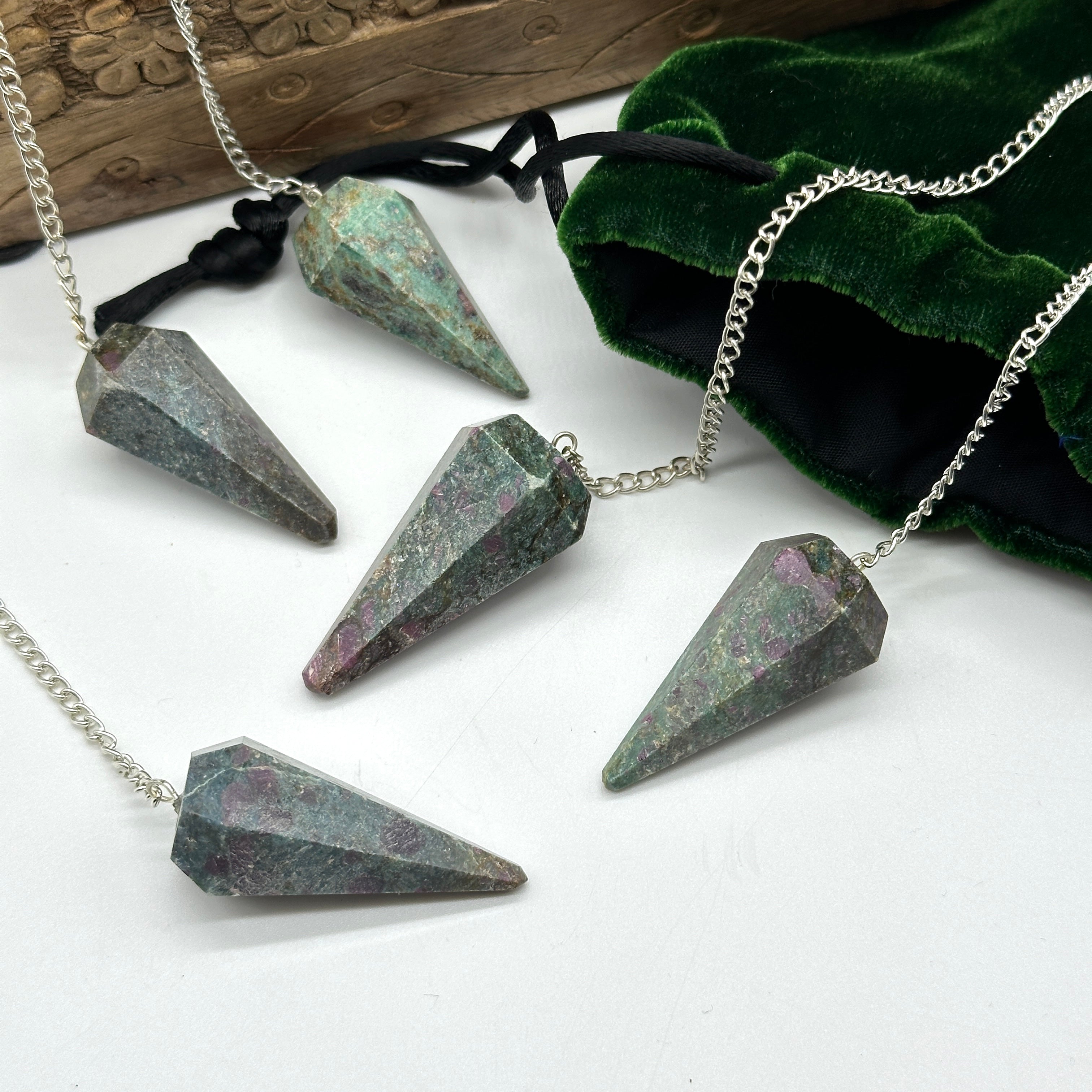 Regal Ruby in Fuchsite Gemstone Tapered Pendulum for Attunement