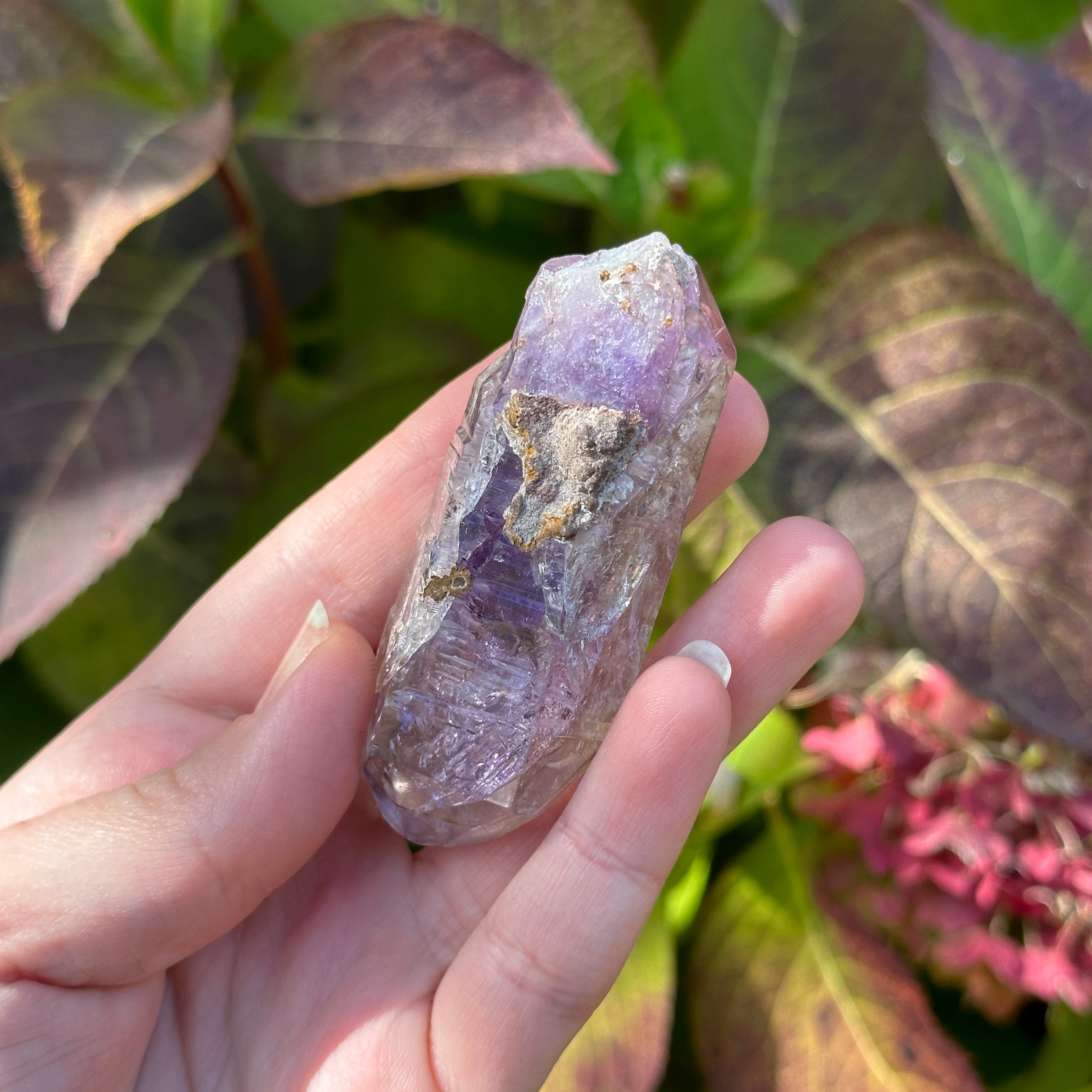 Dancing Rainbow Crystal Energies ~ Rare Brandberg Amethyst Double Terminated Elestial Natural Point from Namibia
