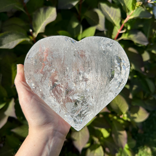 Huge 1.6 Kilogram Clear Quartz Heart Gemstone Carving from Brazil