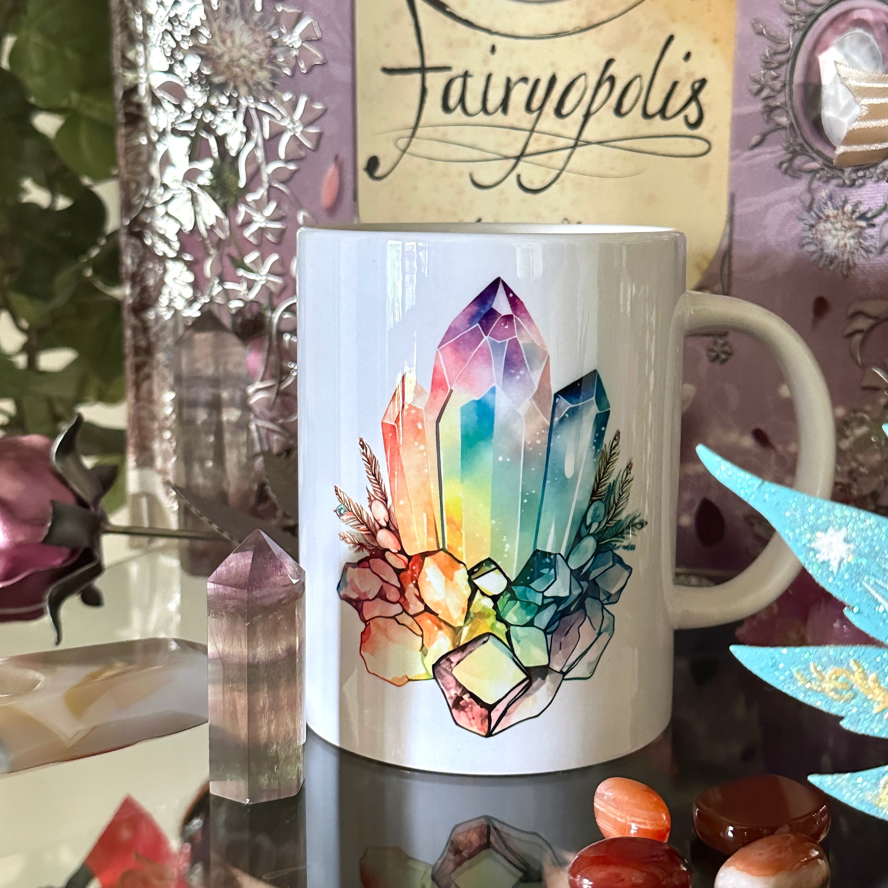 Crystal Guru Tea & Coffee Mug with White Handle