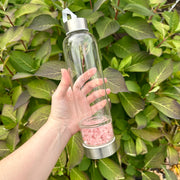 Rose Quartz Gemstone Elixir Glass Water Bottle