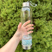 Aquamarine Gemstone Elixir Glass Water Bottle
