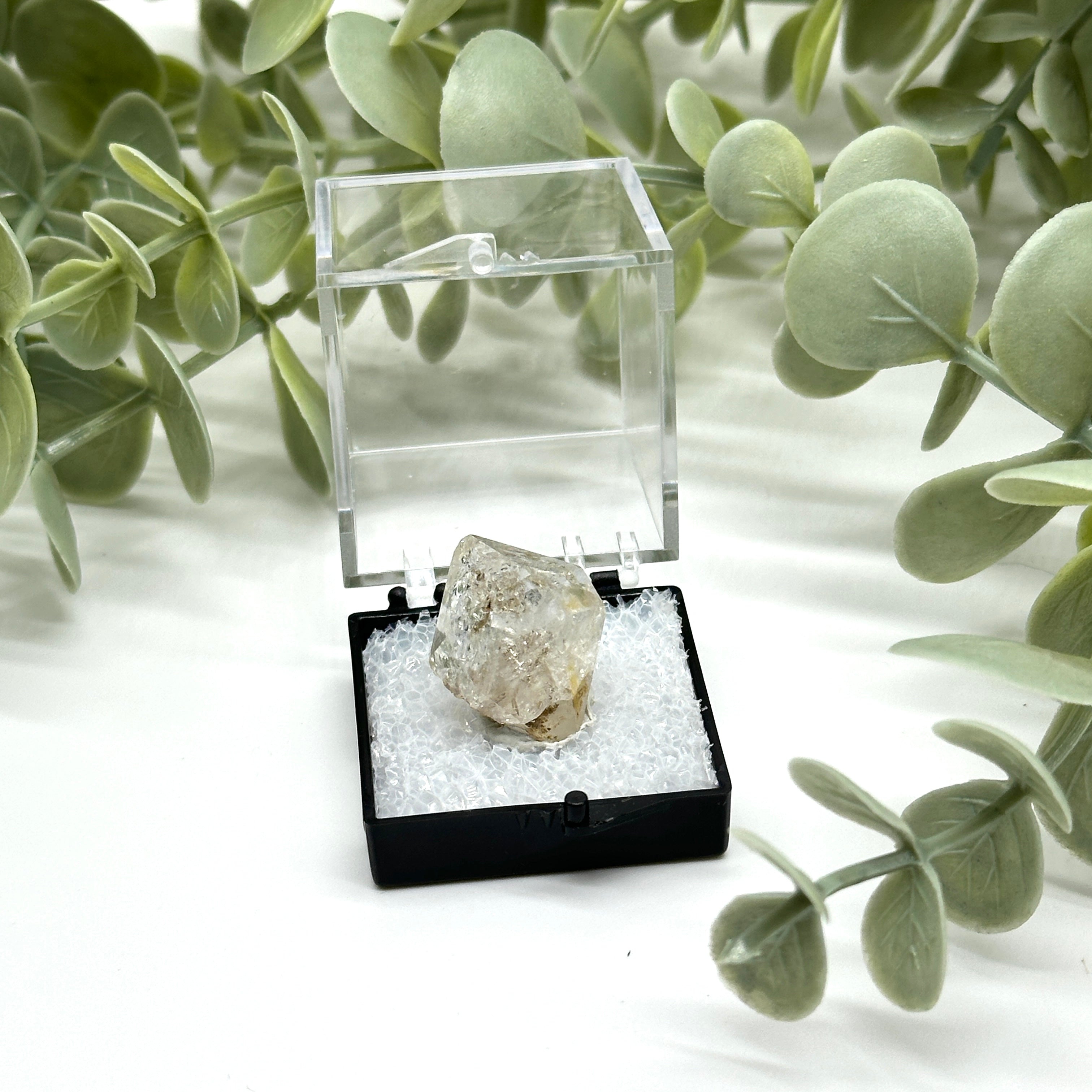 Dazzling Rainbows Crystal Clear Double Terminated Herkimer Diamond Quartz Crystal in Collectors Box from New York