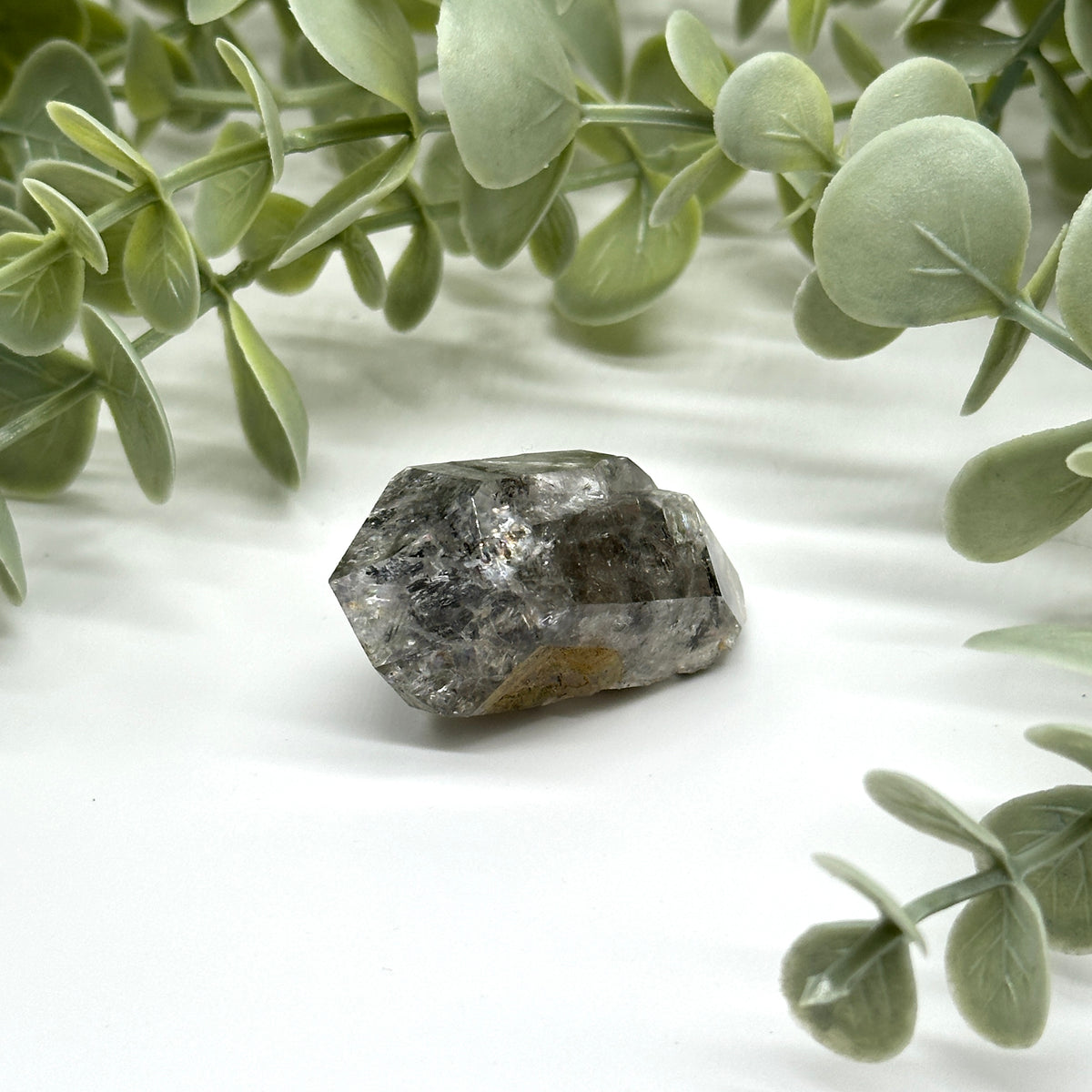 Double Terminated Herkimer Diamond Quartz Crystal Rainbows Smoky Inclusions Crusting York