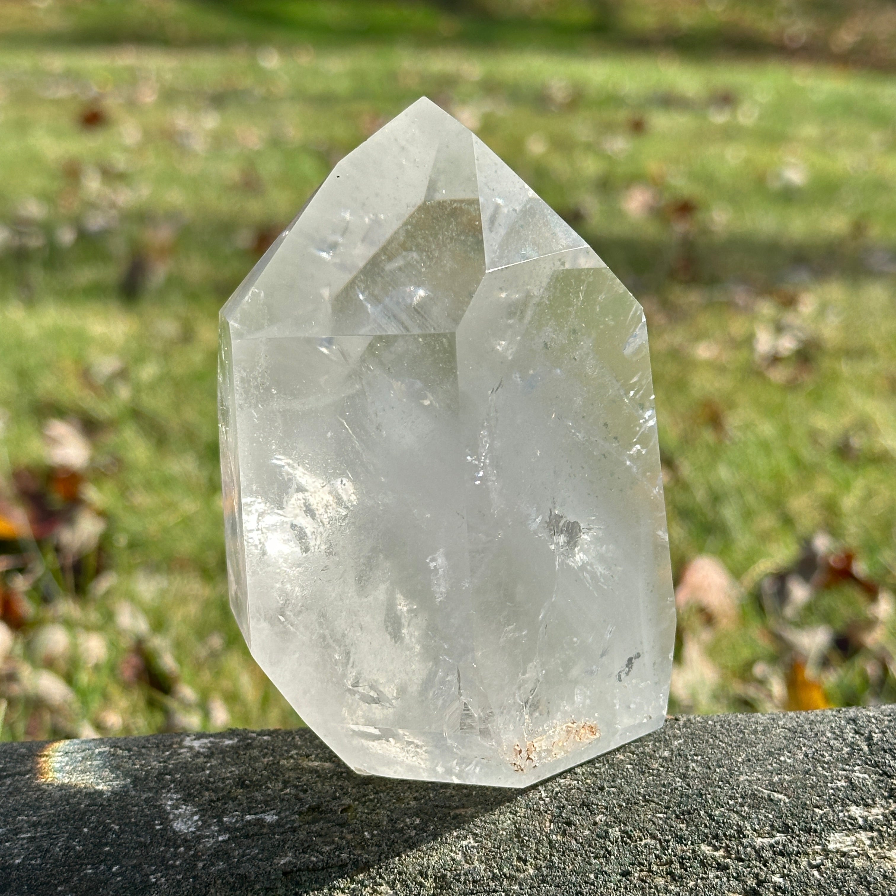 Clear Quartz Display Tower with Phantoms and Chlorite Inclusions from Brazil