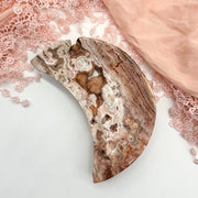Pink Crazy Lace Agate Large Druzy Partially Polished Moon Bowl