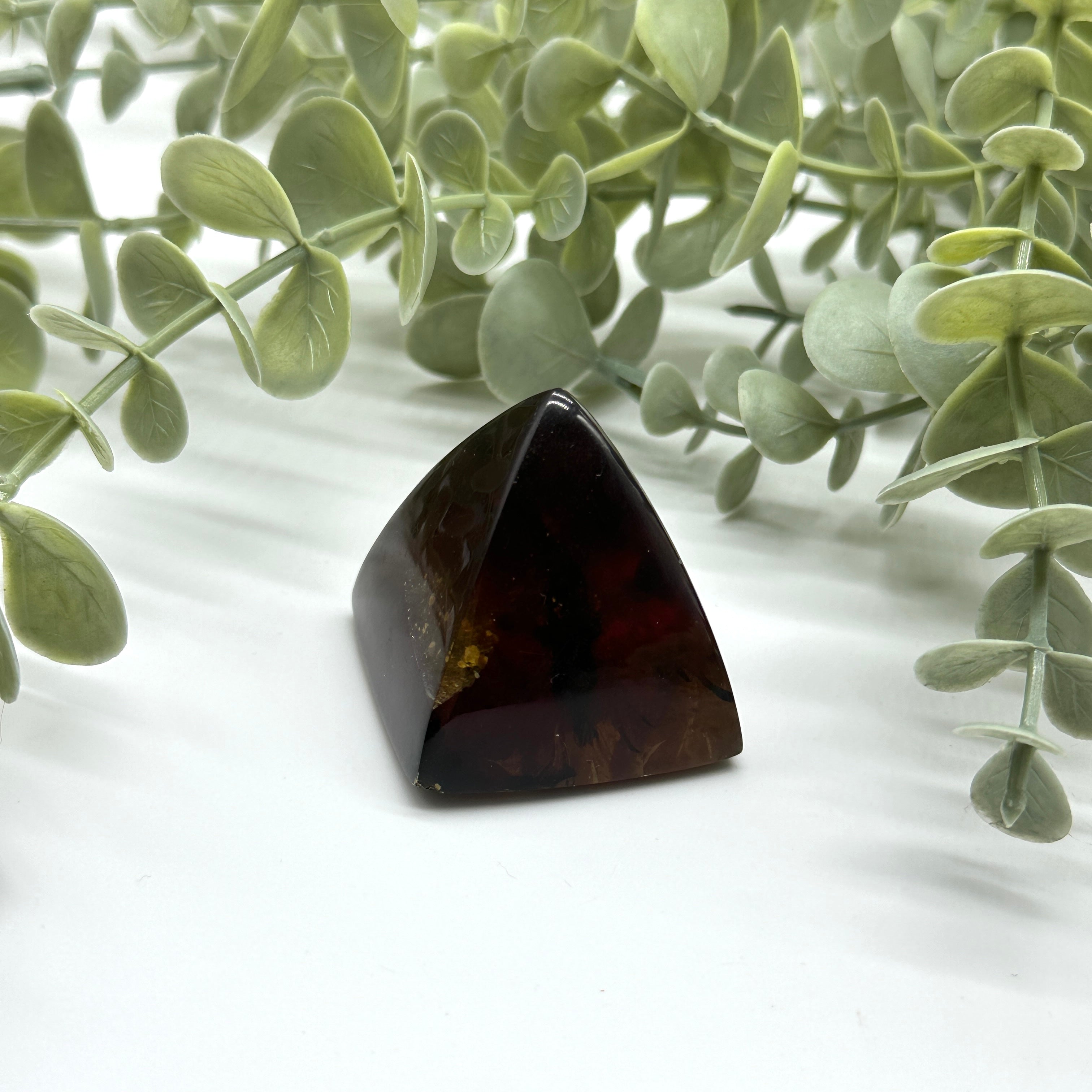Rare Sumatra Golden & Blue Amber Pyramid Carving
